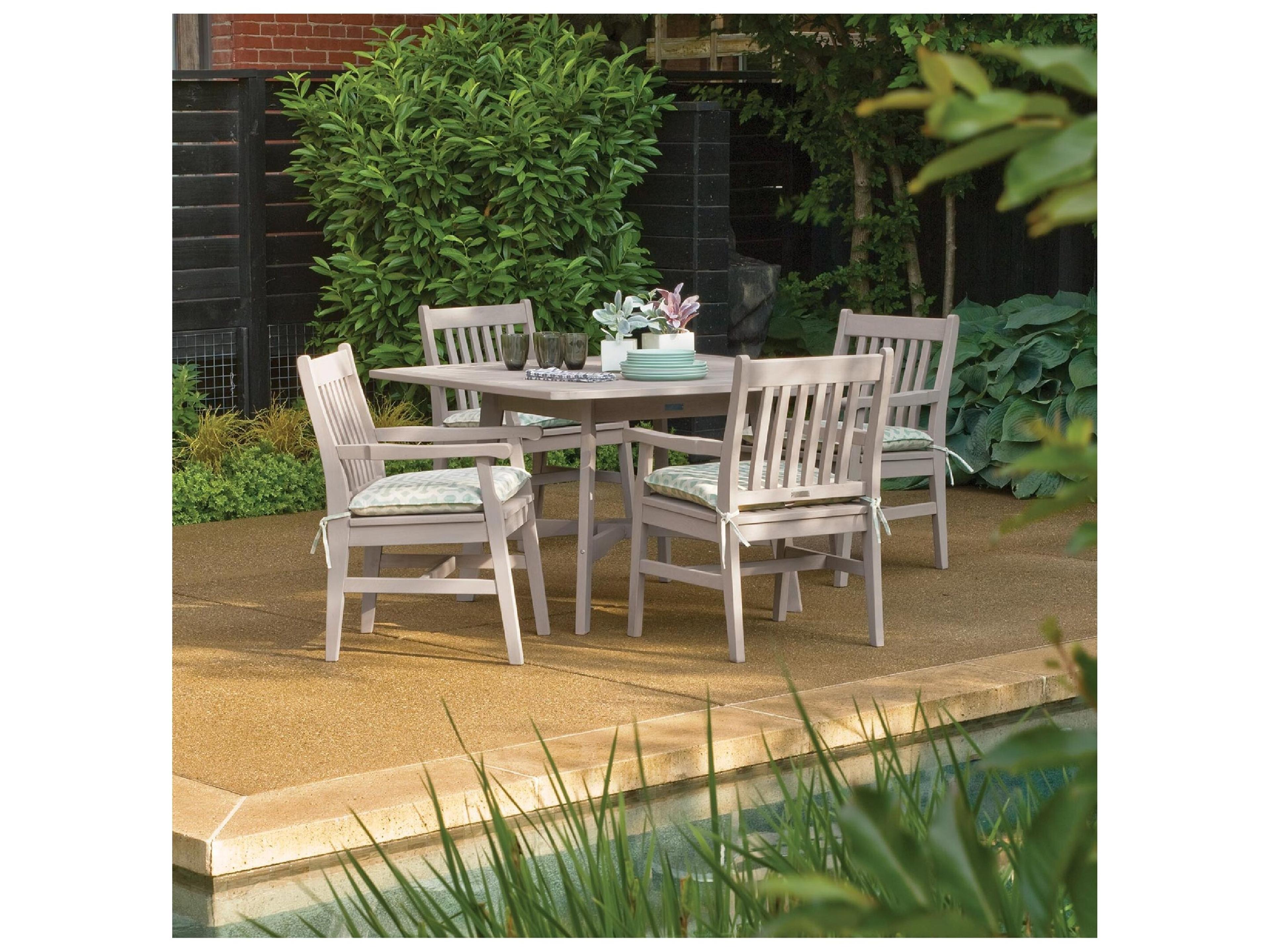 Oxford Garden Wexford Wood Grigio Square Outdoor Patio Dining Table with Umbrella Hole