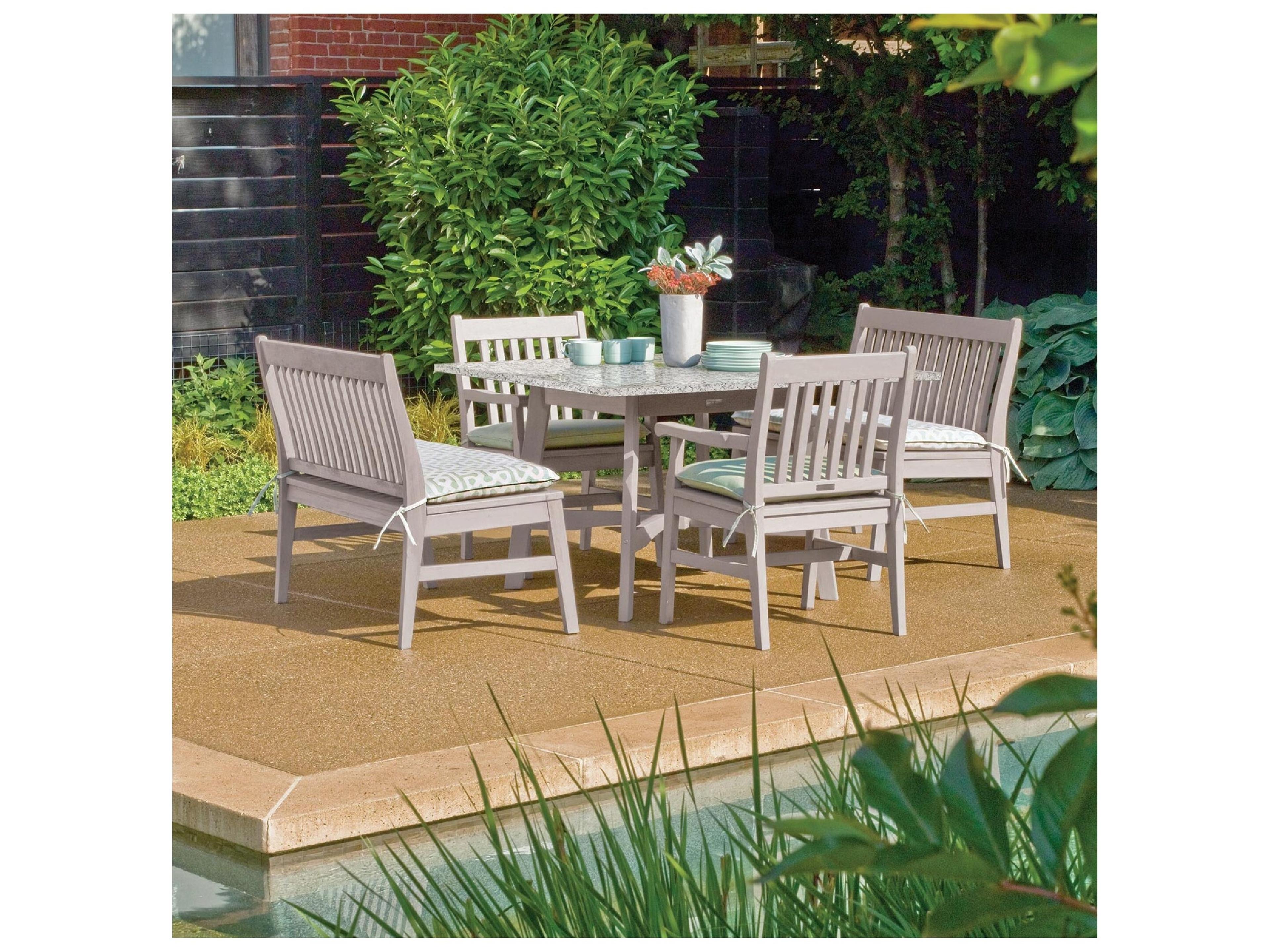 Oxford Garden Wexford Ash Grigio Wood Square Umbrella Hole Dining Table