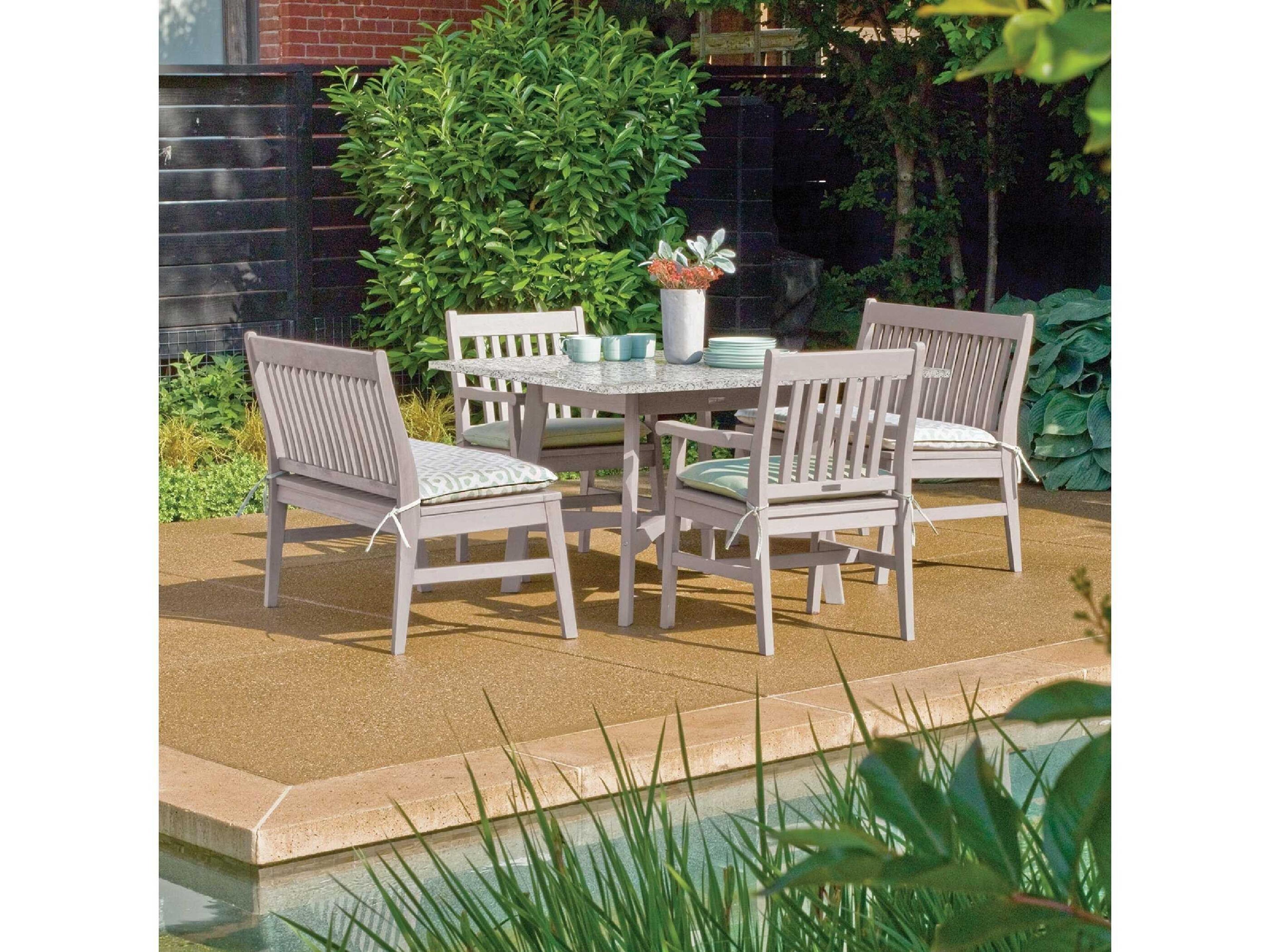 Oxford Garden Wexford Ash Grigio Wood Square Umbrella Hole Dining Table