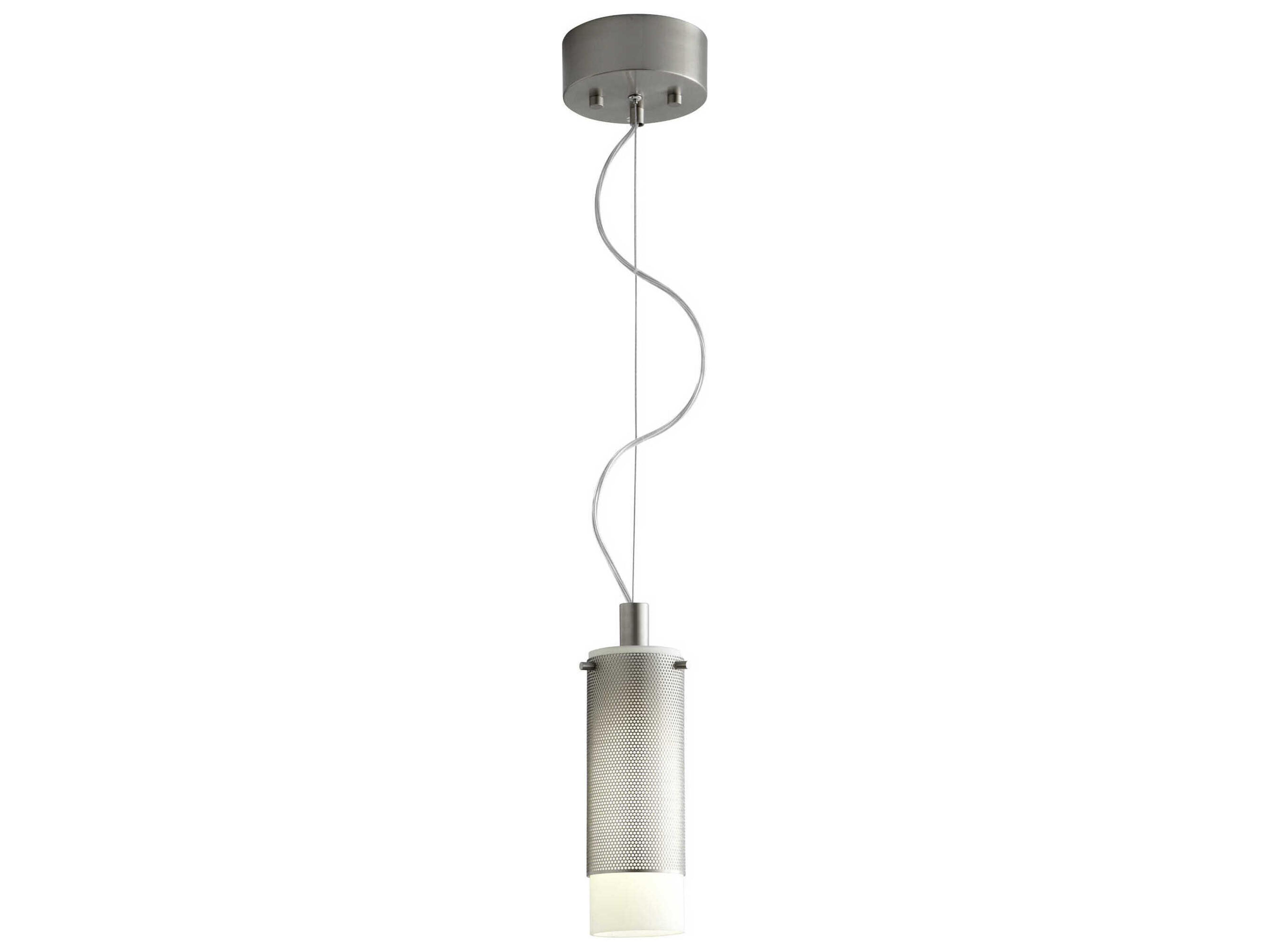 Oxygen by Quorum Lotus 1-Light Satin Nickel Cylinder Mini Pendant