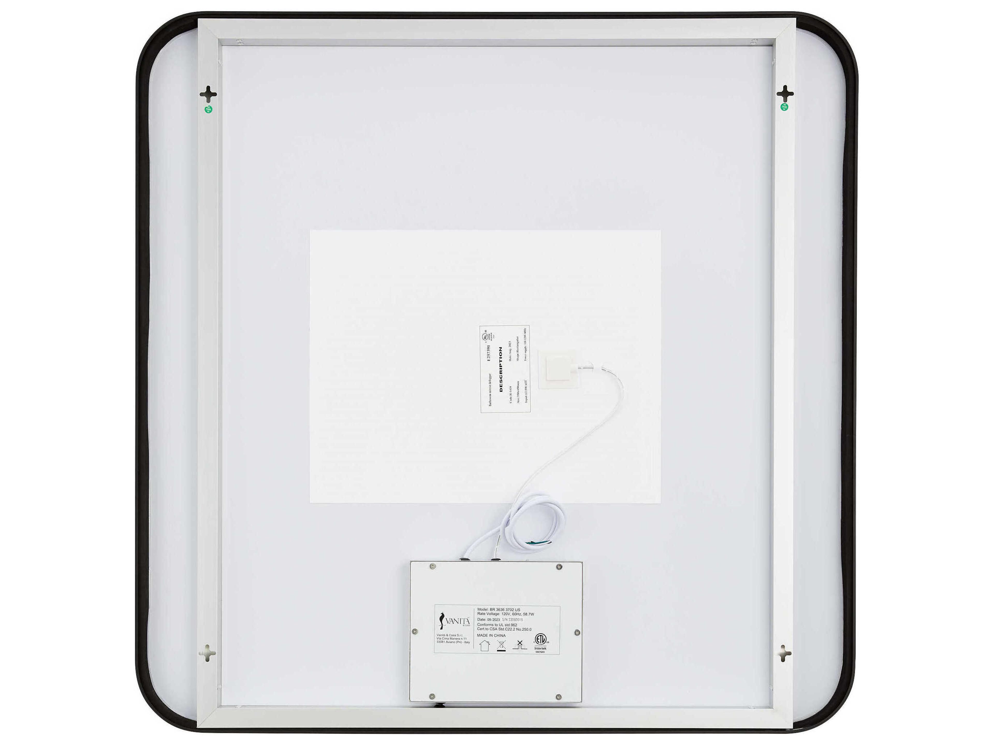 Oxygen by Quorum Avior Black Square Wall Mirror