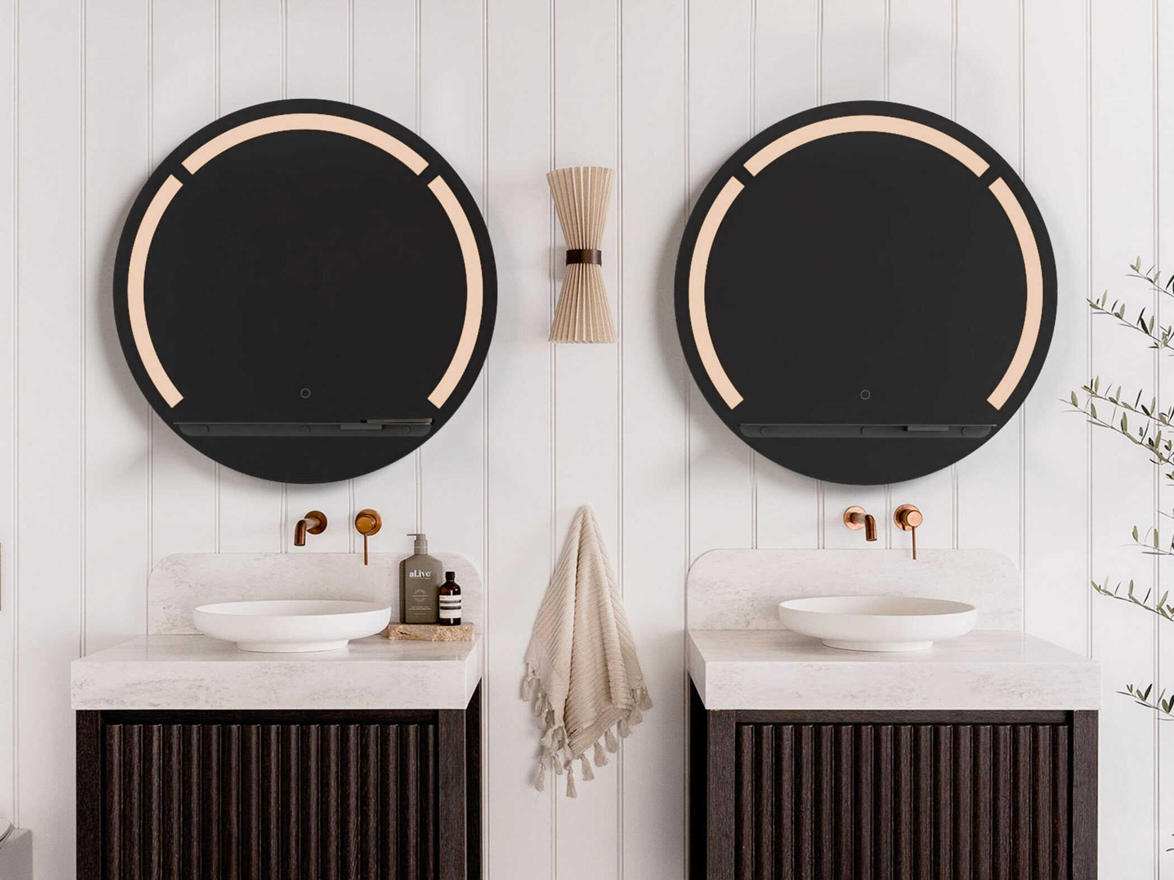 Oxygen by Quorum Skylight Black Round Wall Mirror