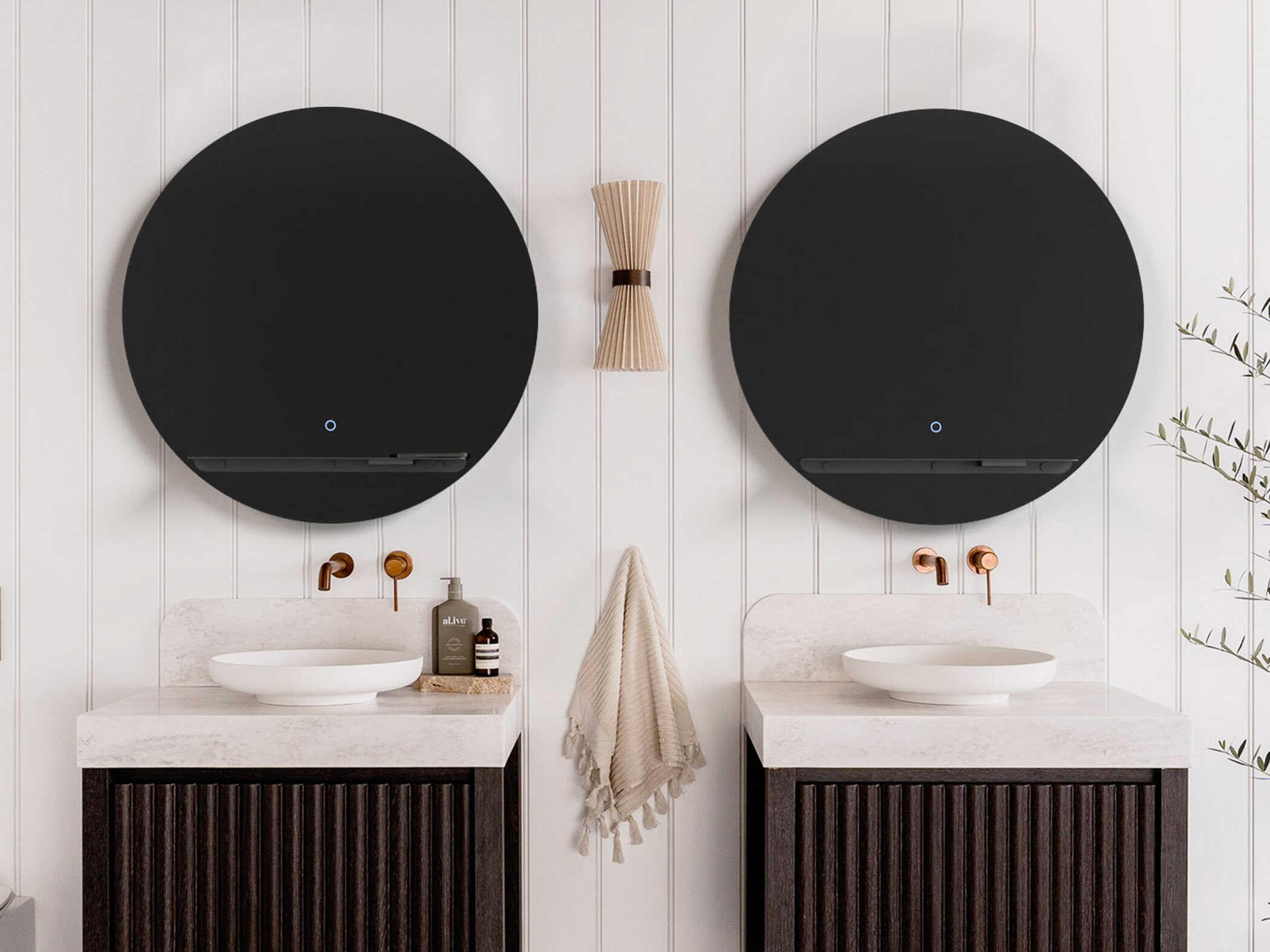 Oxygen by Quorum Skylight Black Round Wall Mirror