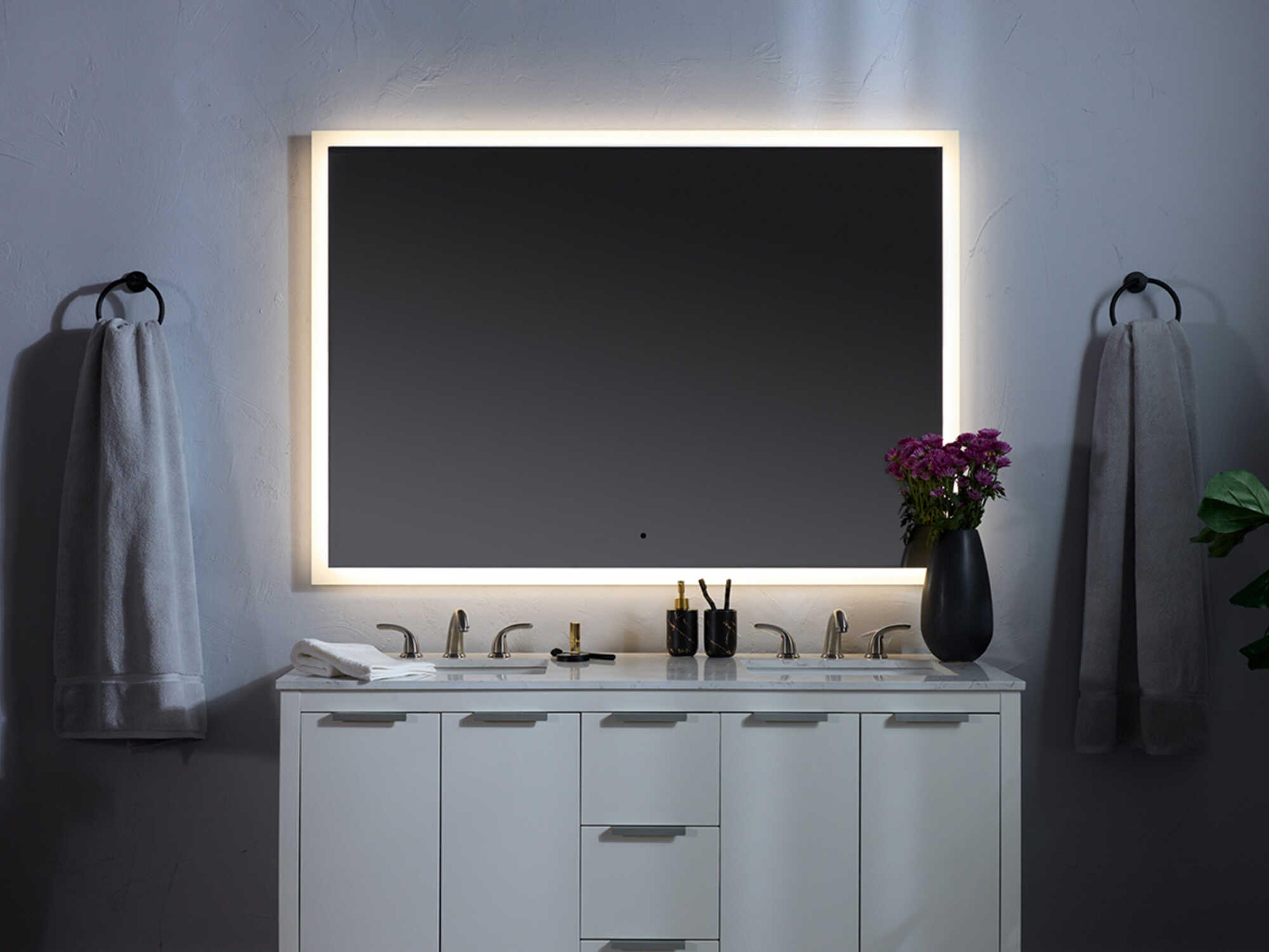 Oxygen by Quorum Starlight Black Rectangular Wall Mirror