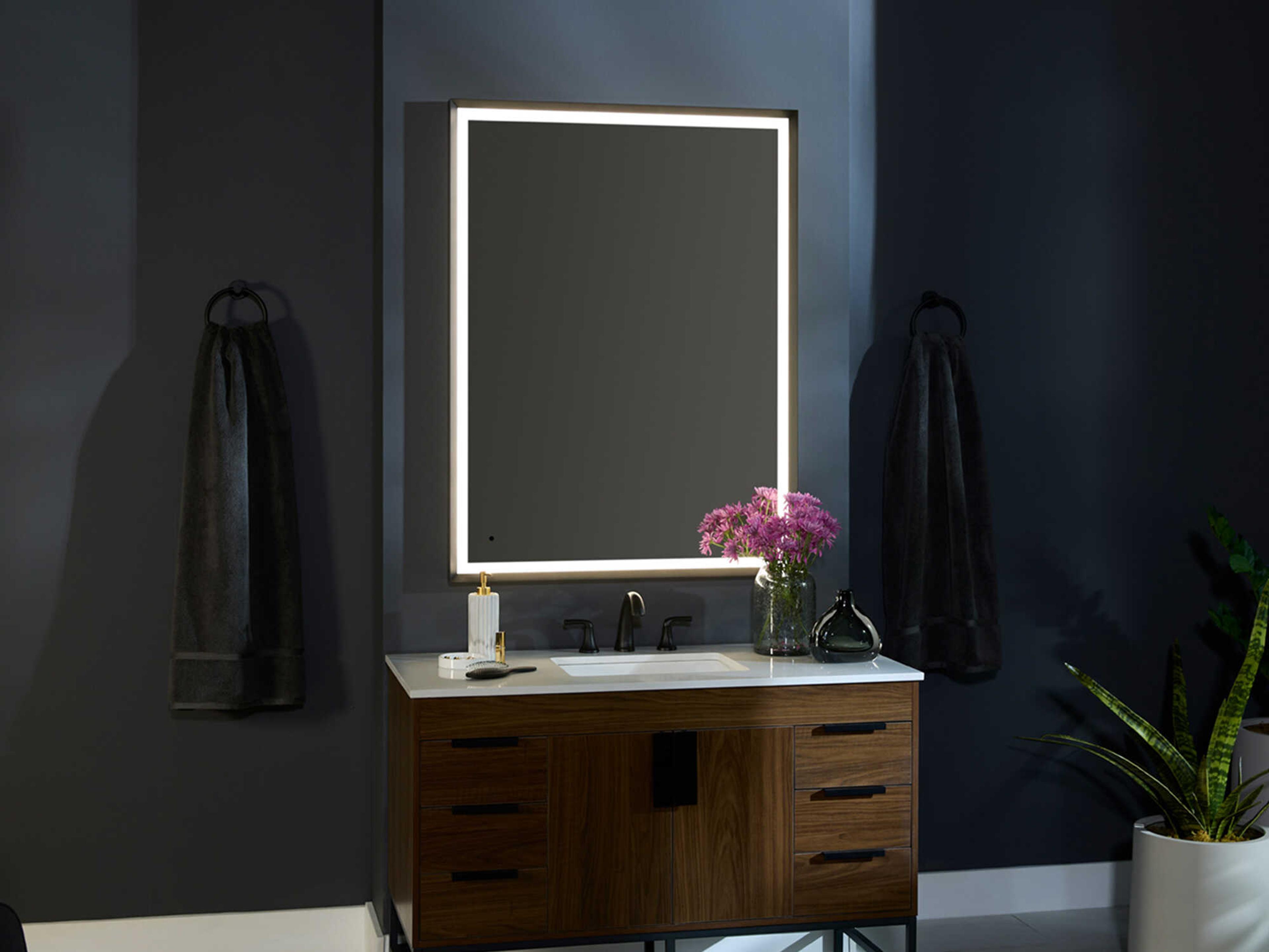 Oxygen by Quorum Dusk Black Rectangular Wall Mirror