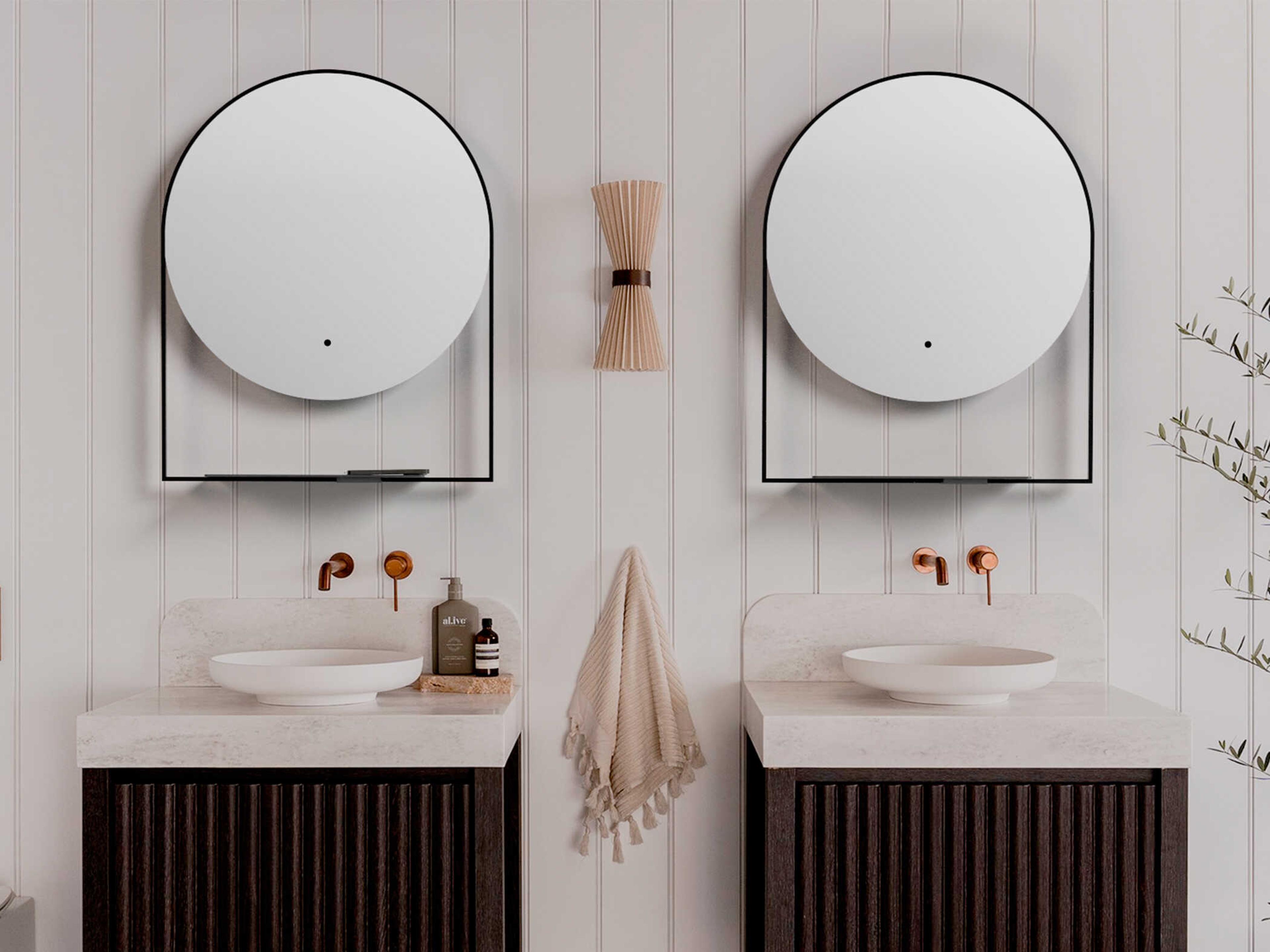 Oxygen by Quorum Cassiopea Black Round Wall Mirror
