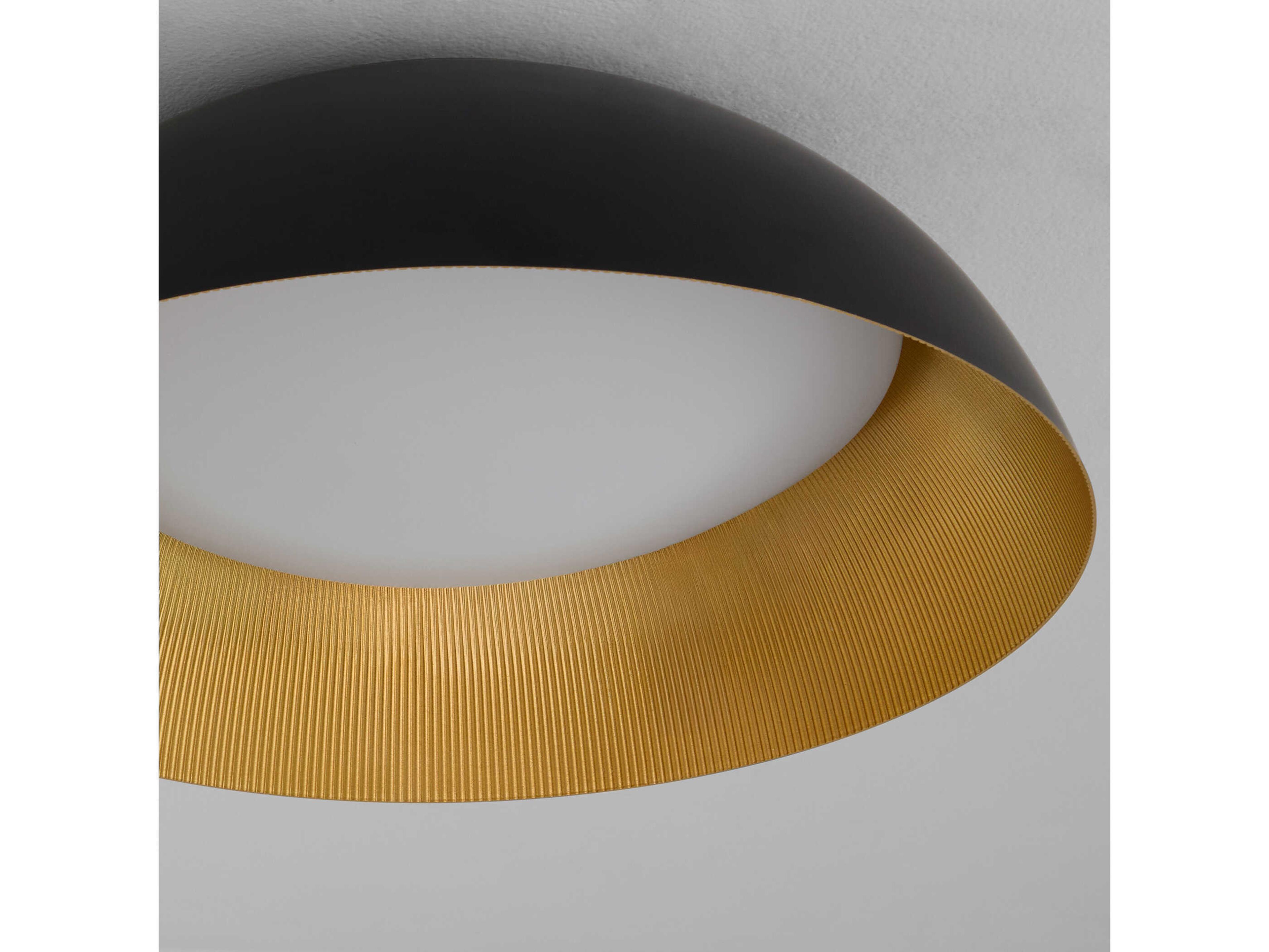 Oxygen by Quorum Lucci 1-Light Black Industrial Brass Dome Flush Mount