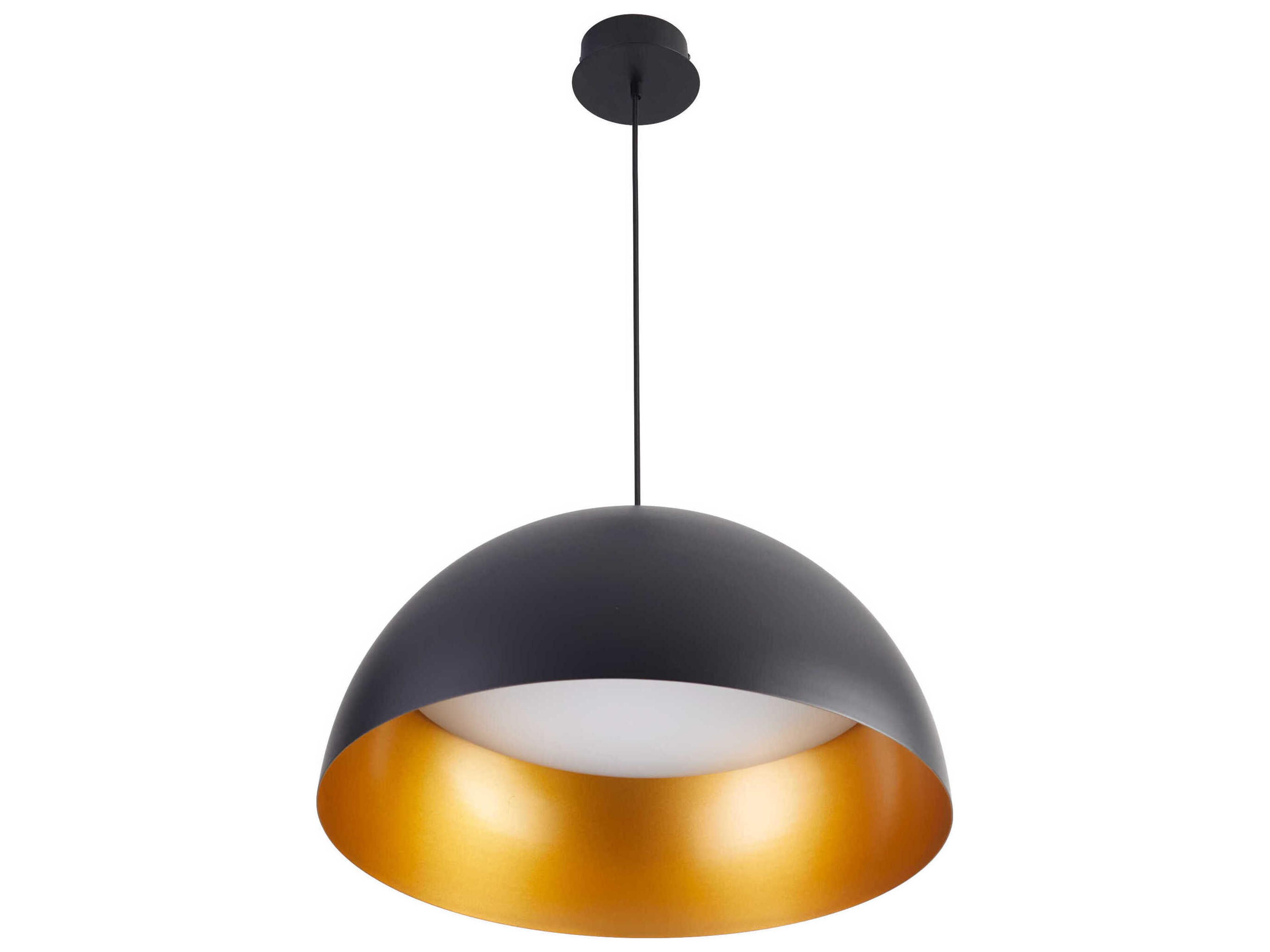 Lucci 1-Light Black Industrial Brass Dome Pendant