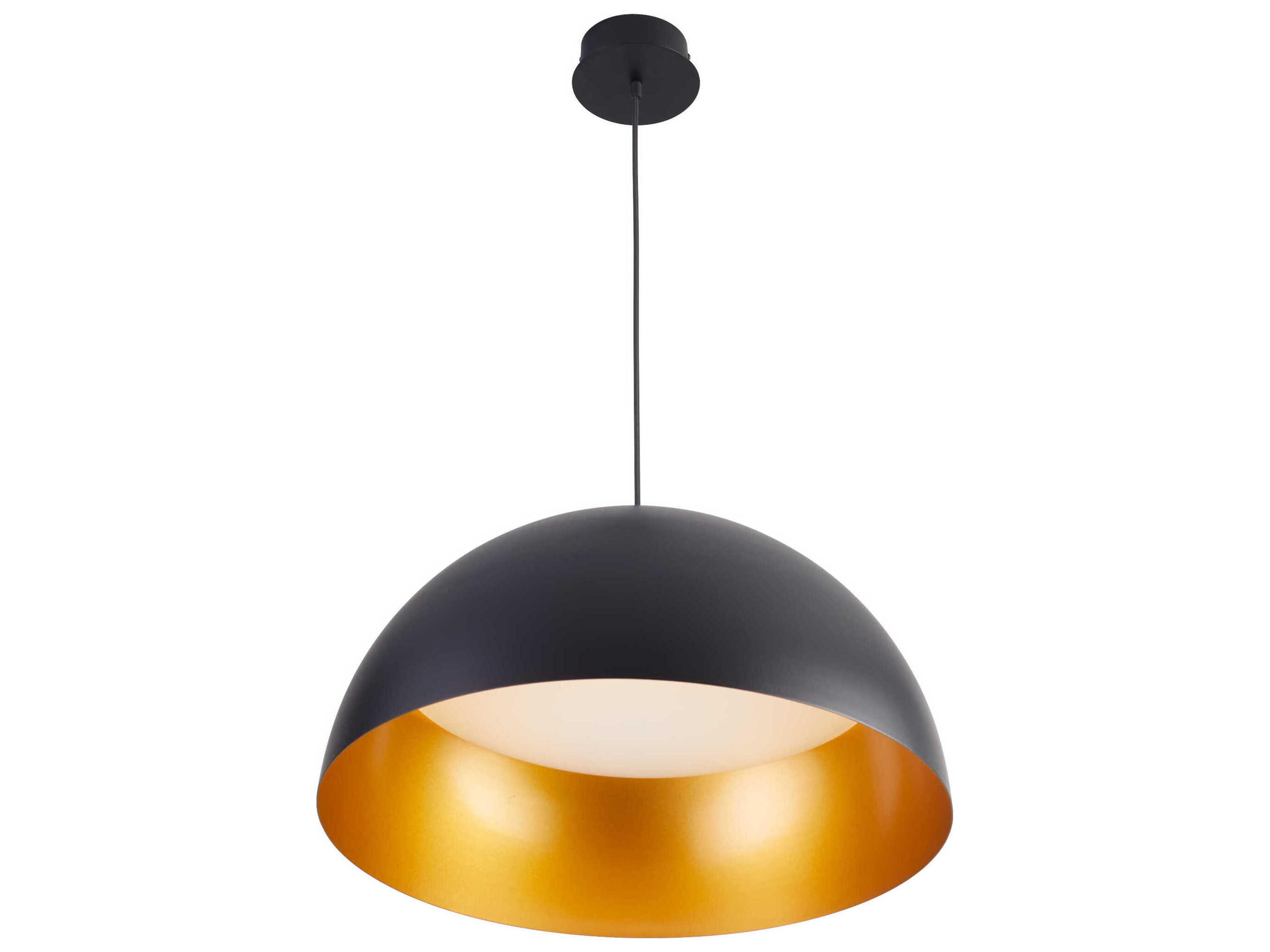 Oxygen by Quorum Lucci 1-Light Black Industrial Brass Dome Pendant
