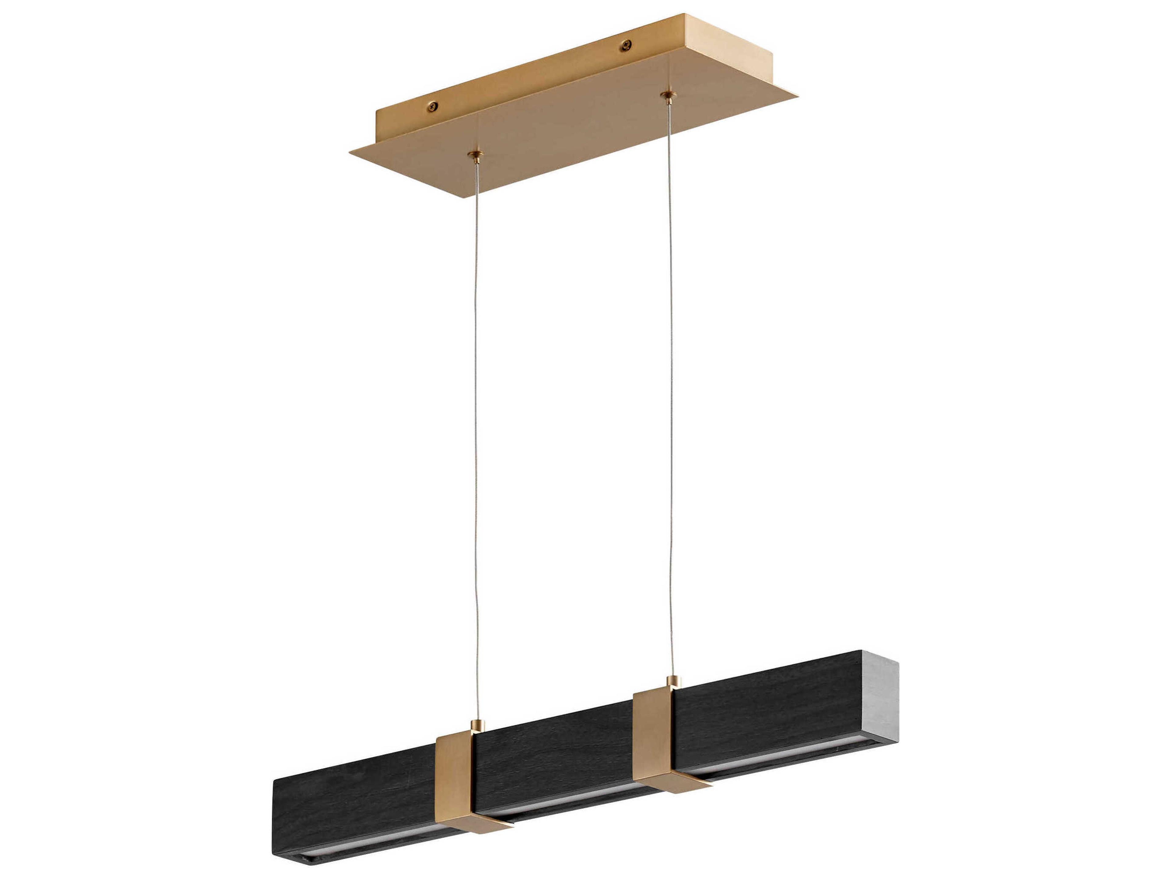 Decca 1-Light Aged Brass Black Oak Linear Island Pendant