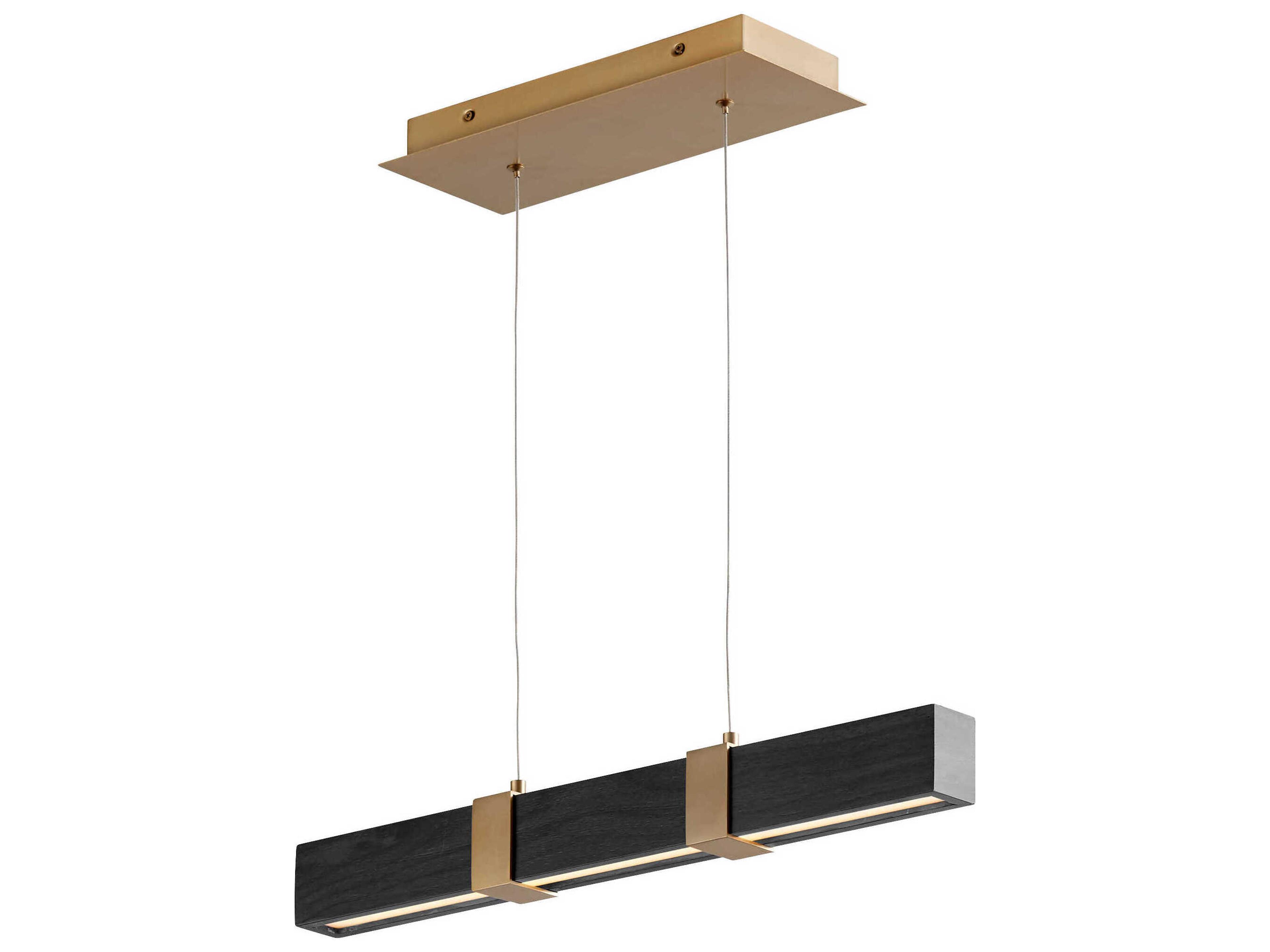 Oxygen by Quorum Decca 1-Light Aged Brass Black Oak Linear Island Pendant
