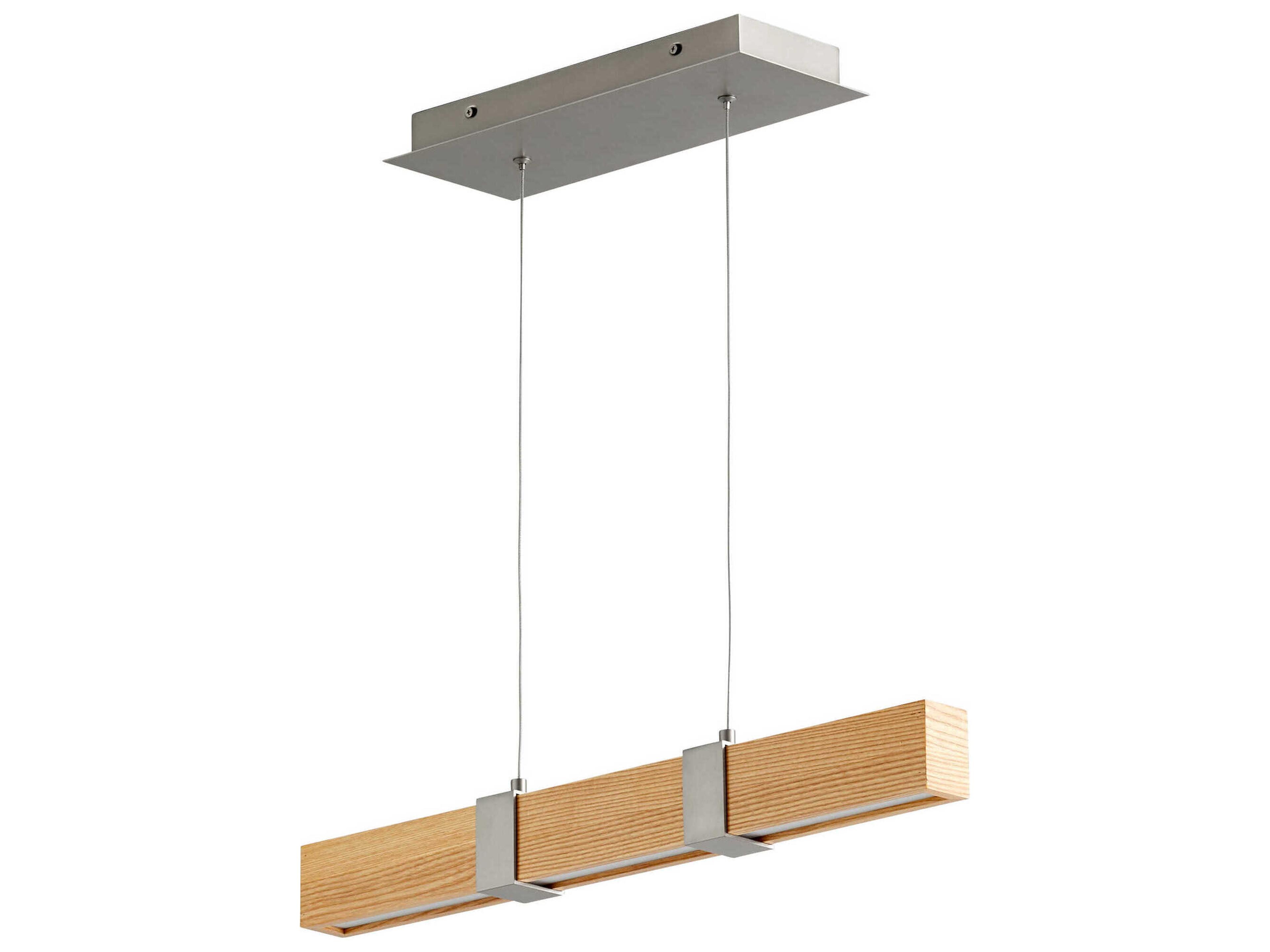 Decca 1-Light Satin Nickel White Oak Wood Linear Island Pendant