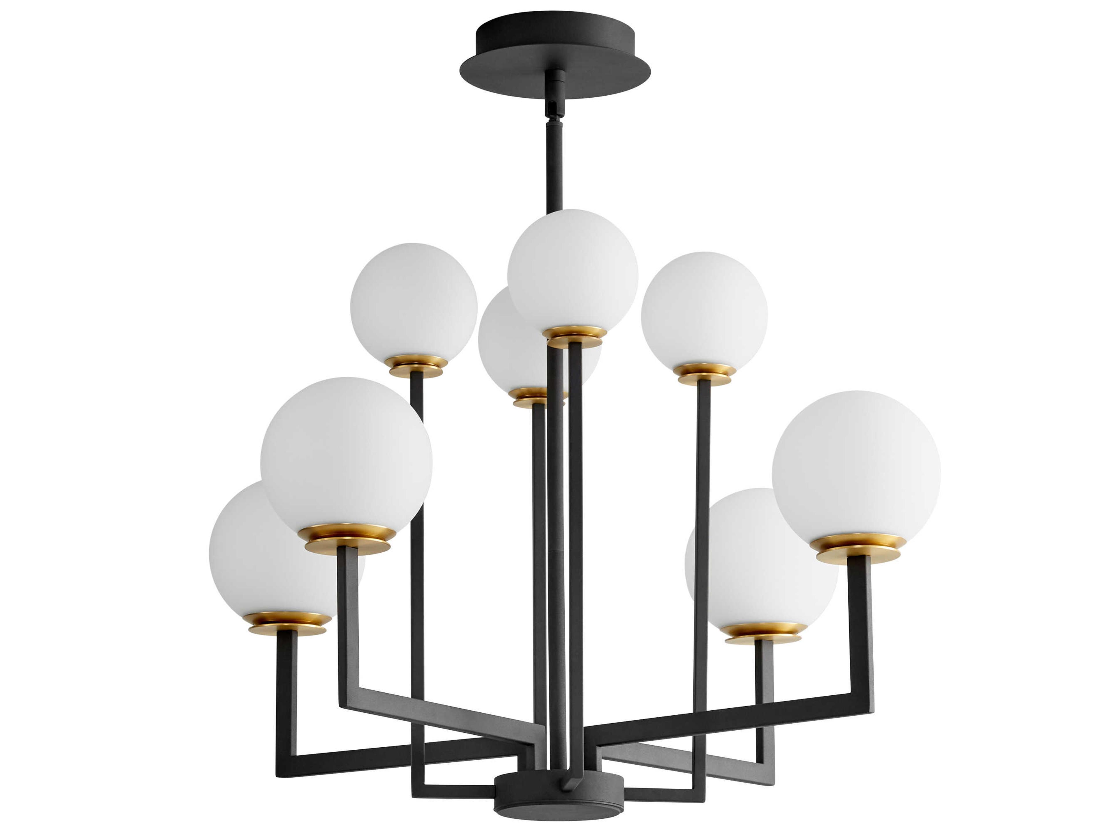 Bonzo 8-Light Black Aged Brass Globe Geometric Chandelier