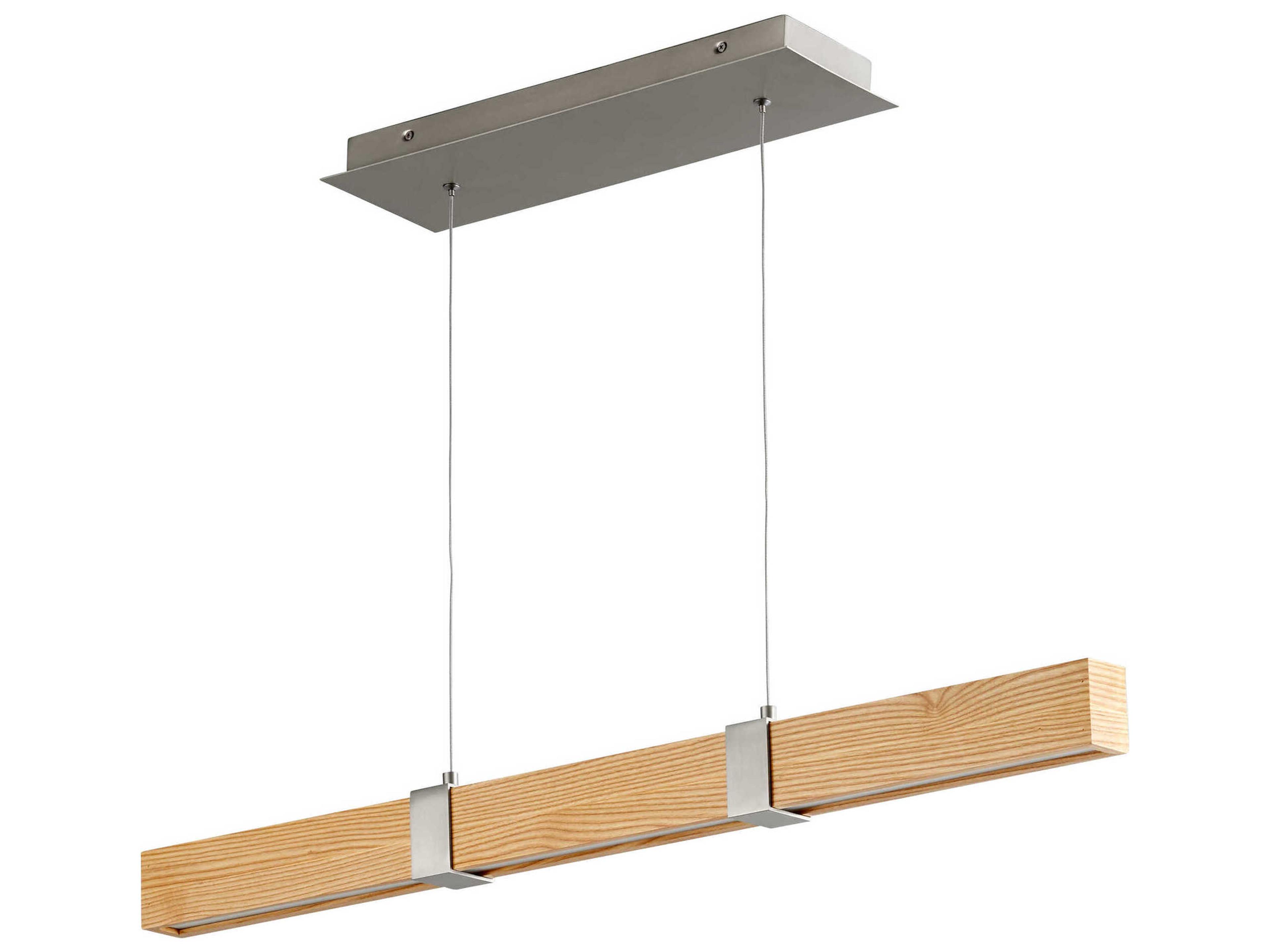 Decca 1-Light Satin Nickel White Oak Linear Island Pendant