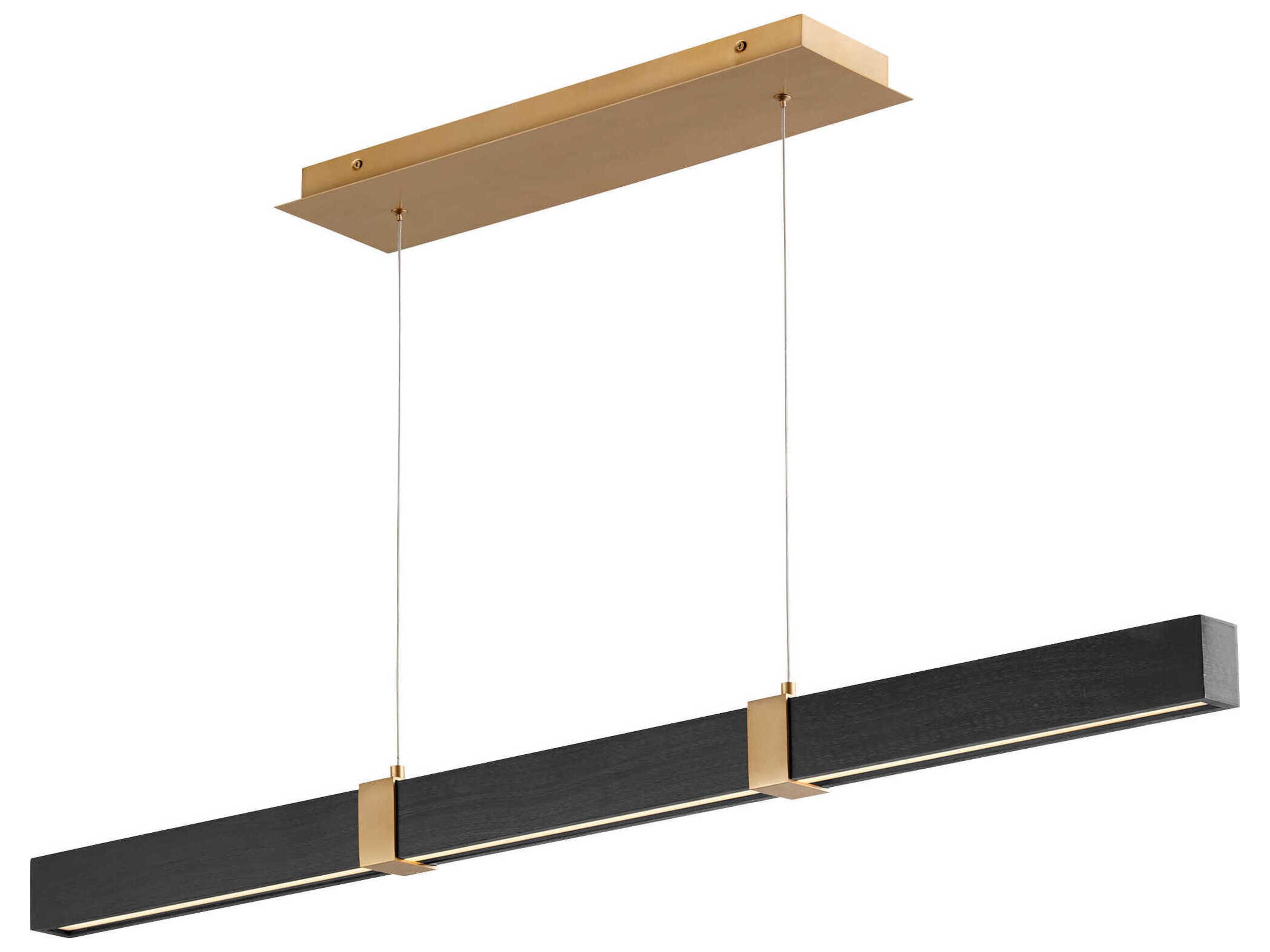 Oxygen by Quorum Decca 1-Light Aged Brass Black Oak Linear Island Pendant
