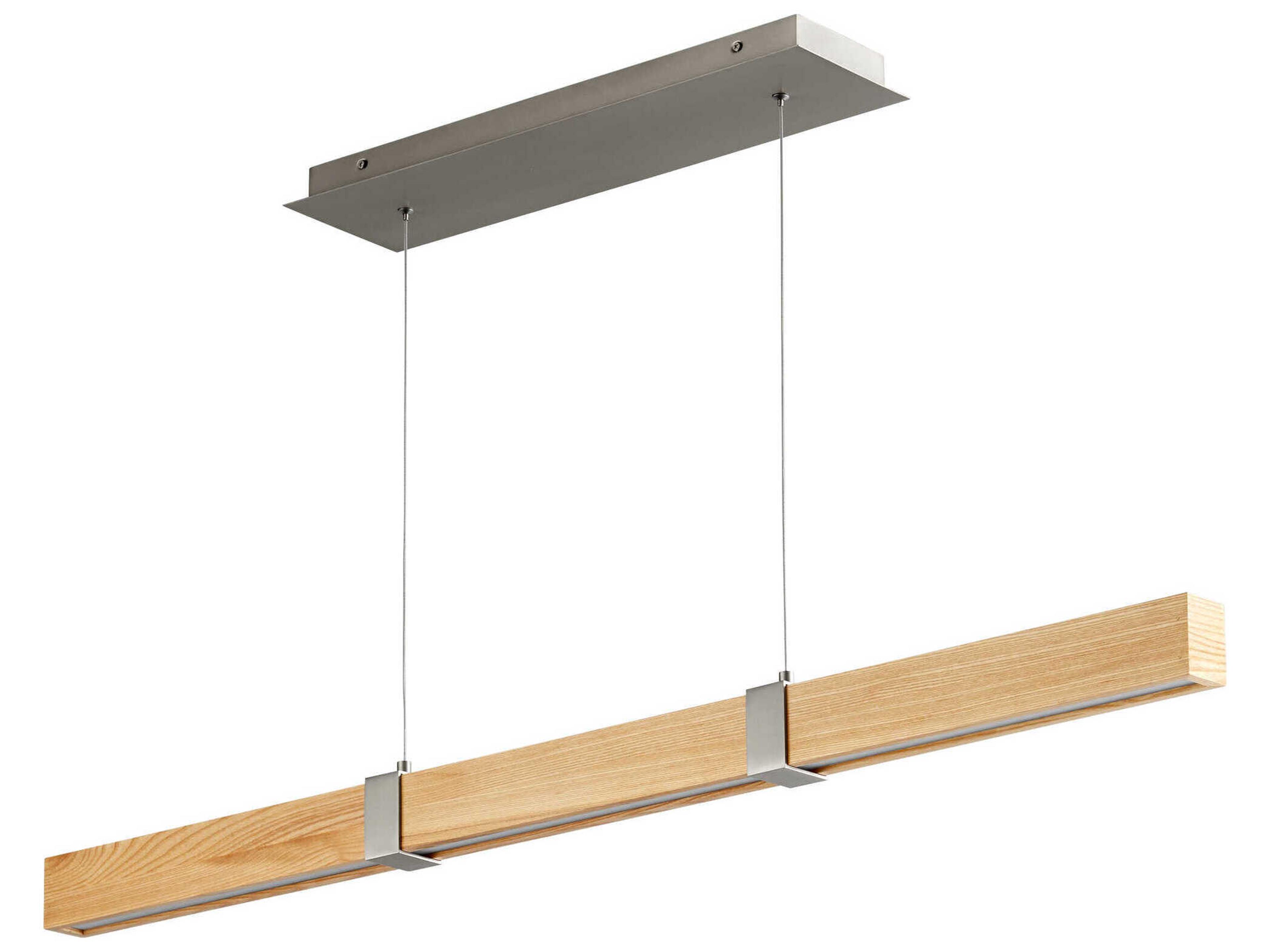Decca 1-Light Satin Nickel White Oak Wood Linear Island Pendant