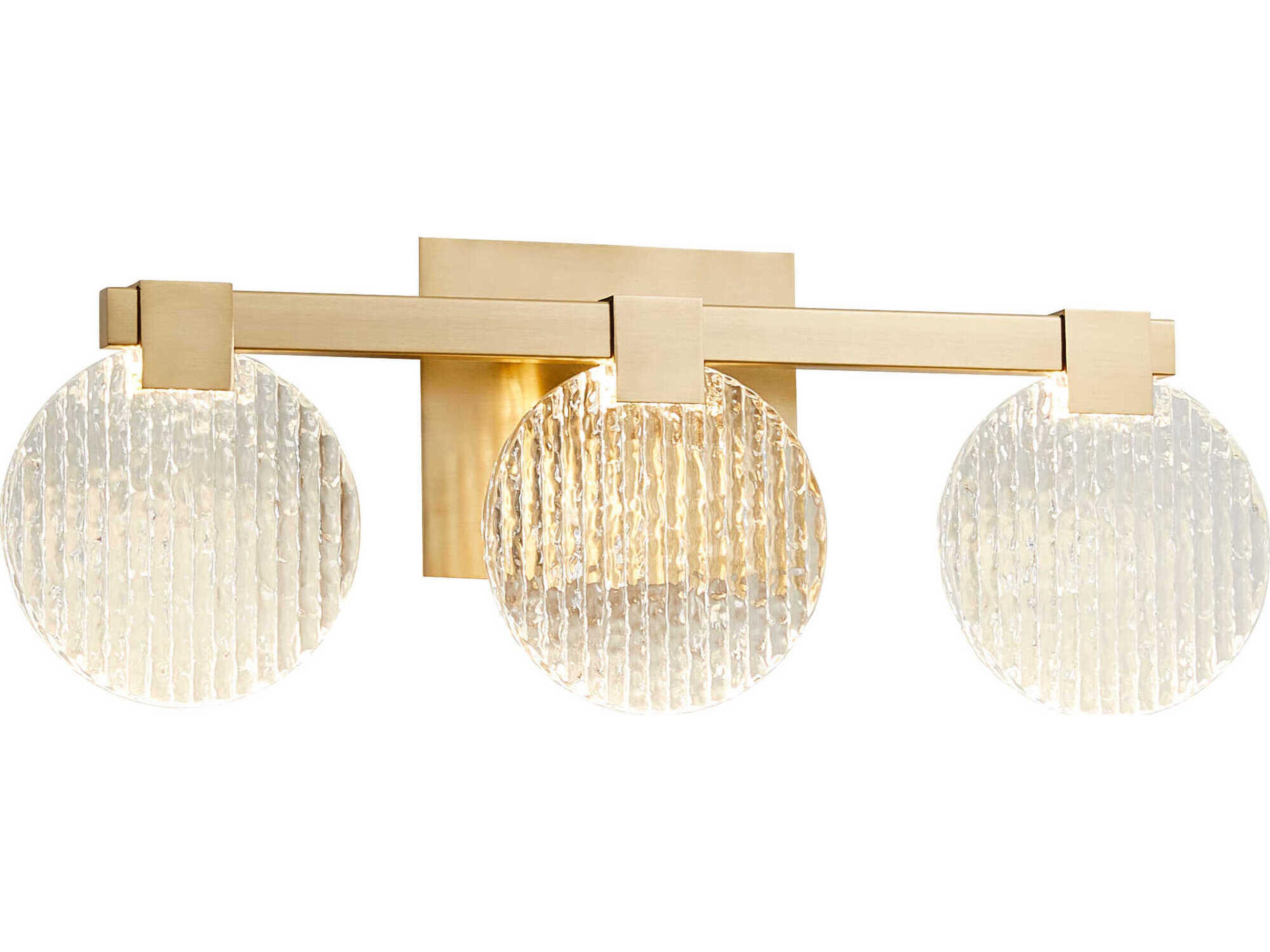 Oxygen by Quorum Axiom 3-Light Aged Brass Vanity Light