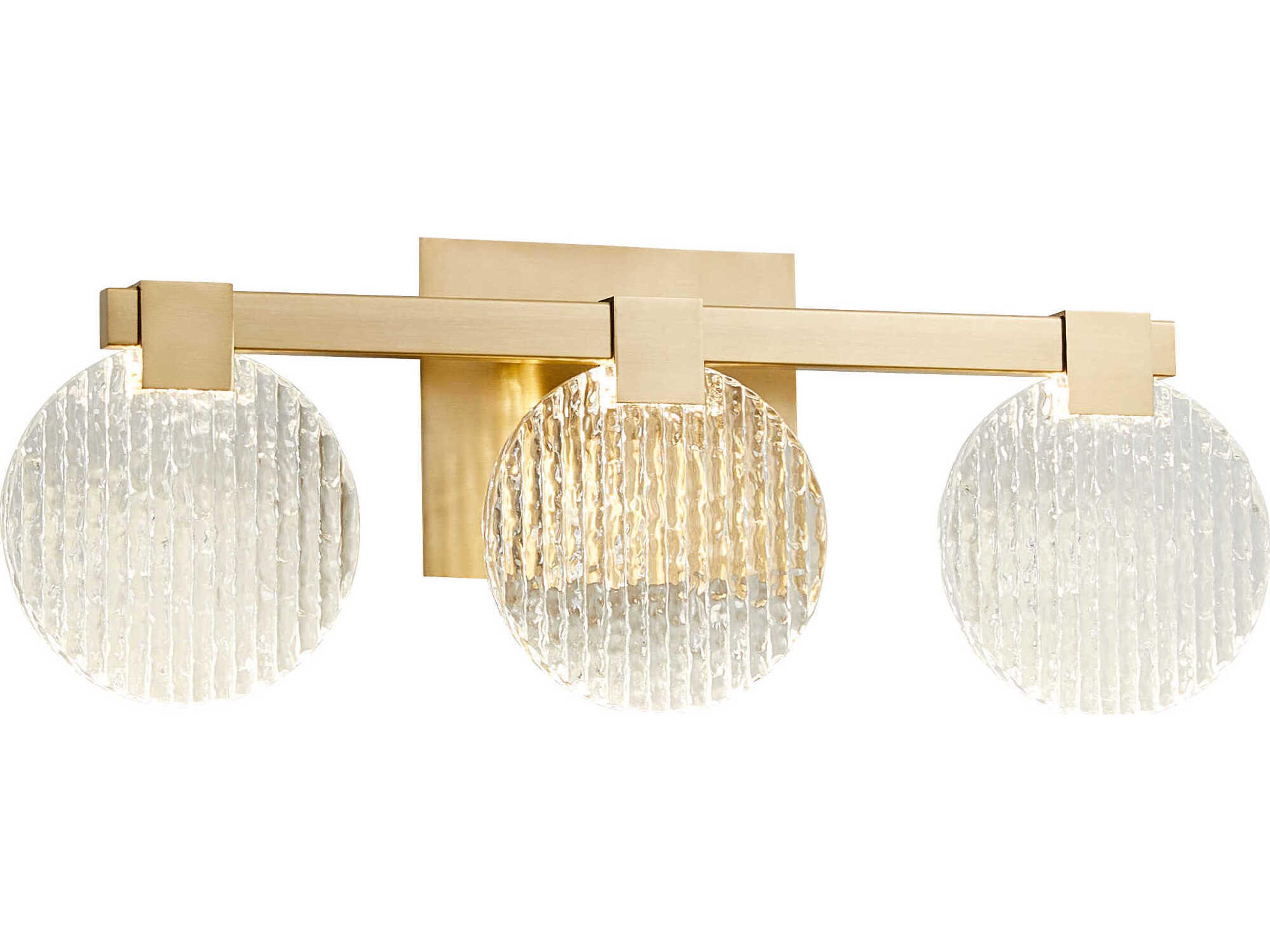 Oxygen by Quorum Axiom 3-Light Aged Brass Vanity Light