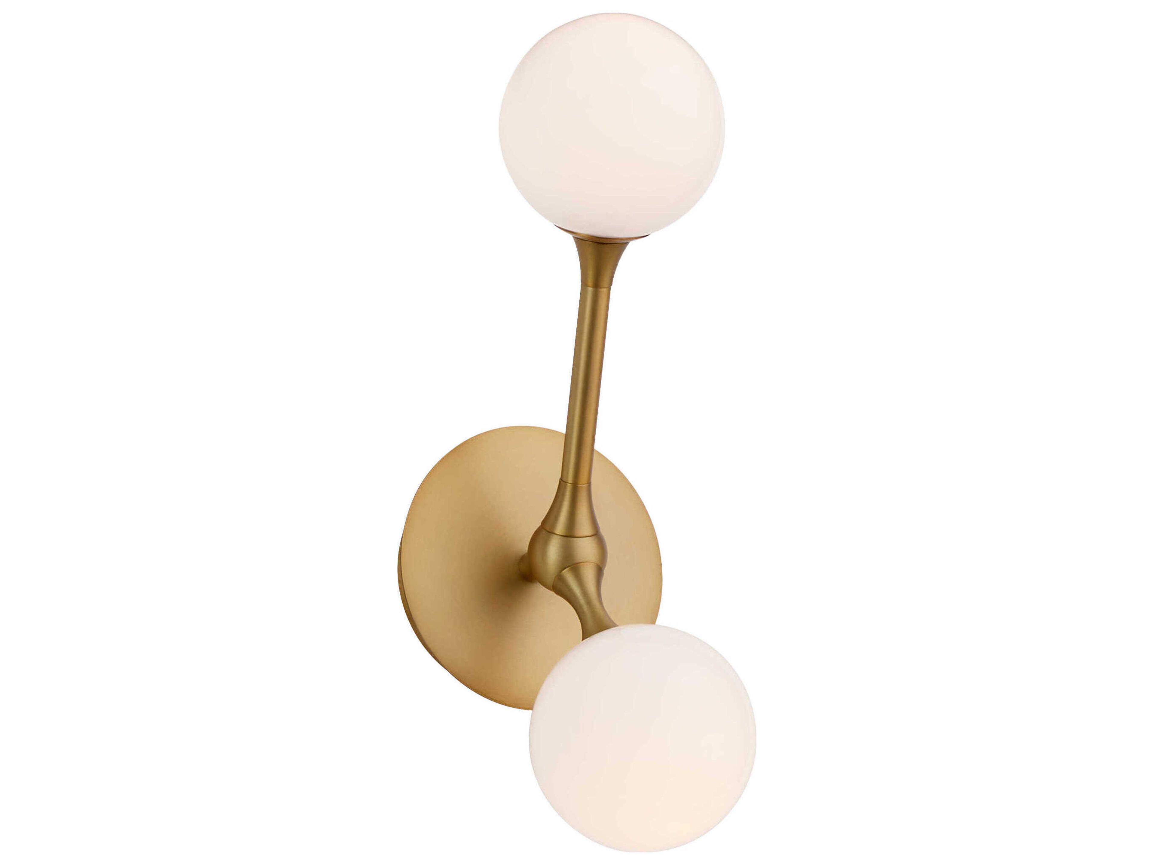 Oxygen by Quorum Orbe 2-Light Brushed Brass Wall Sconce