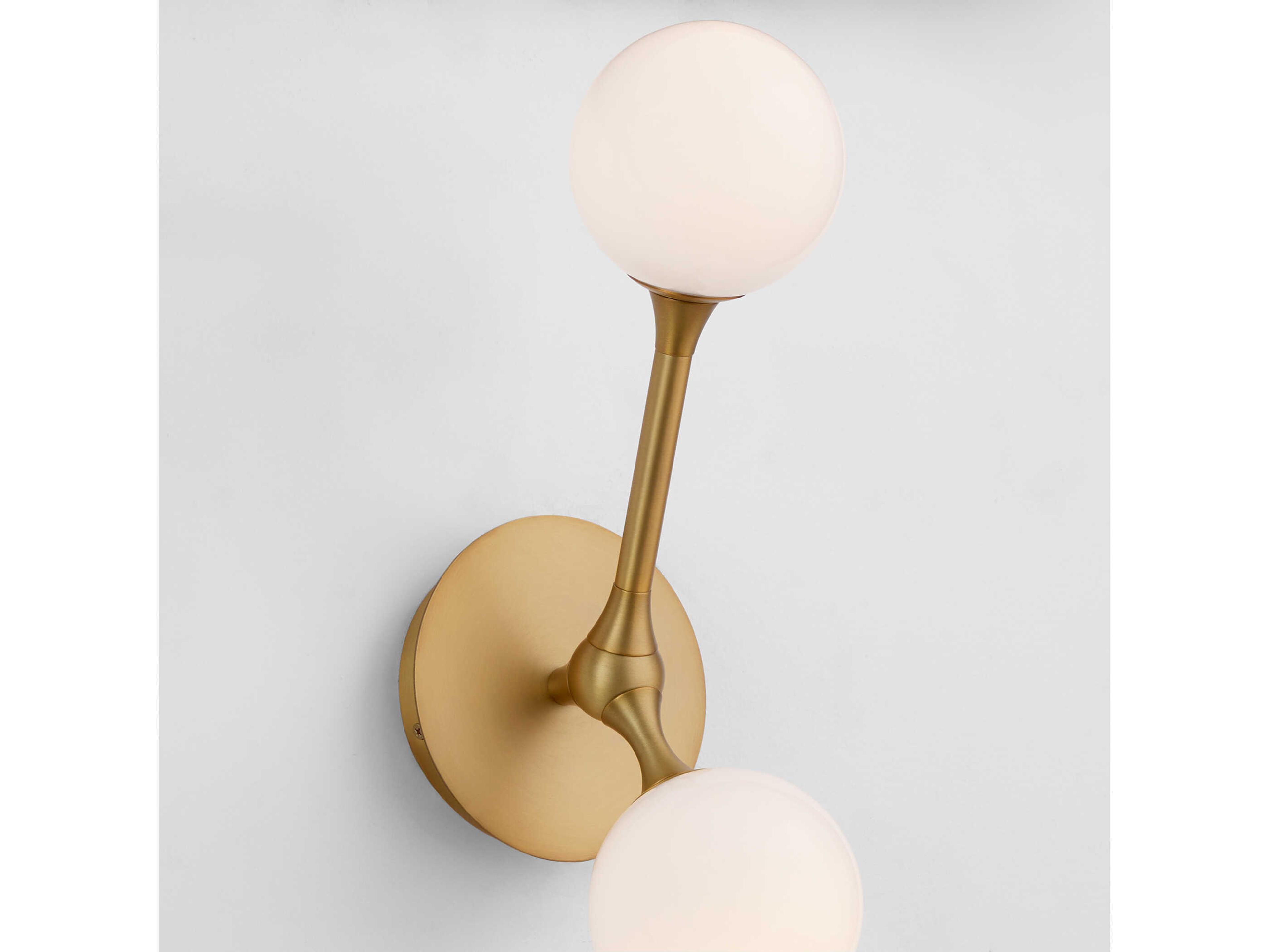 Oxygen by Quorum Orbe 2-Light Brushed Brass Wall Sconce