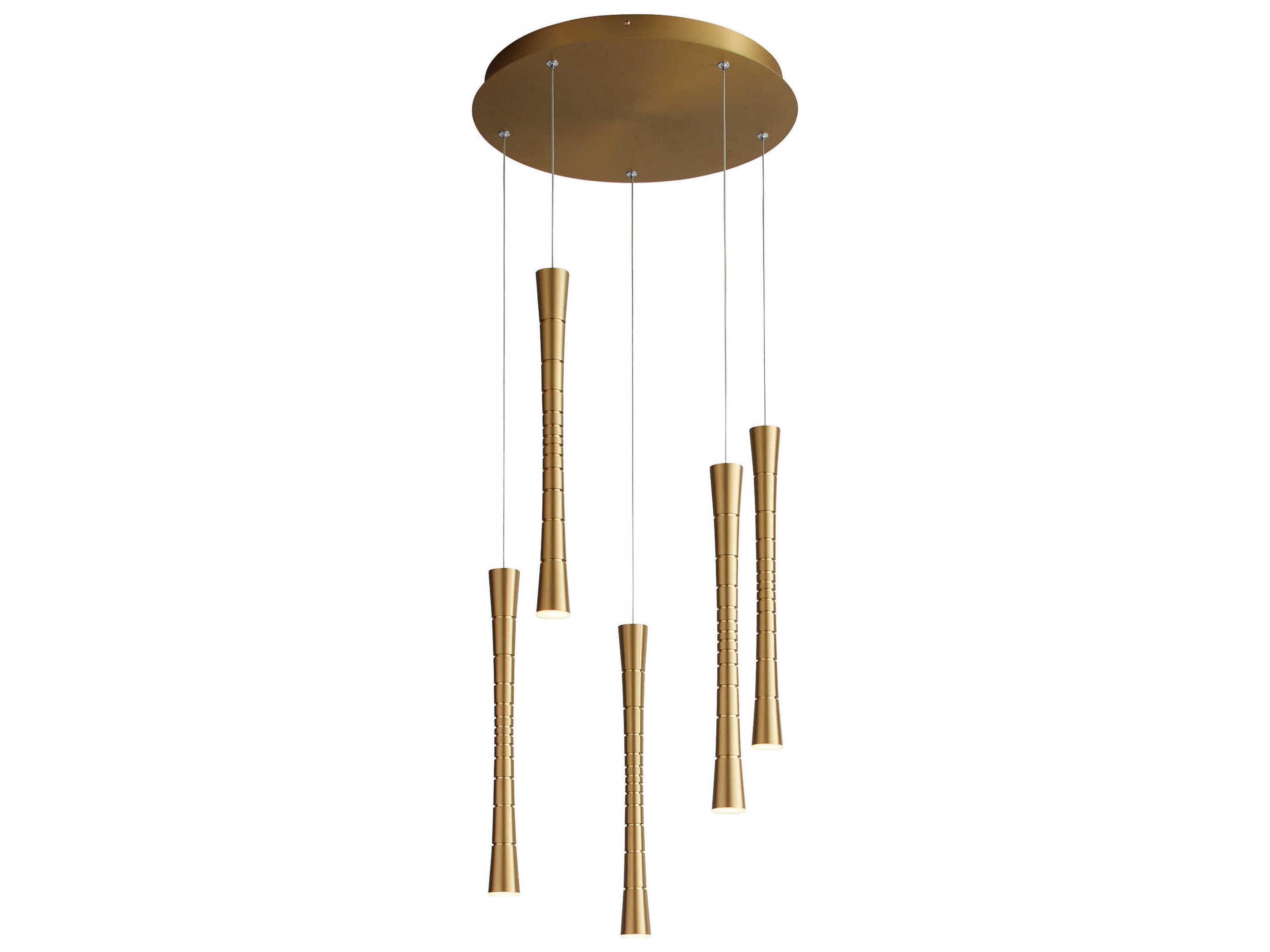Oxygen by Quorum Sabre 5-Light Aged Brass Linear Mini Pendant