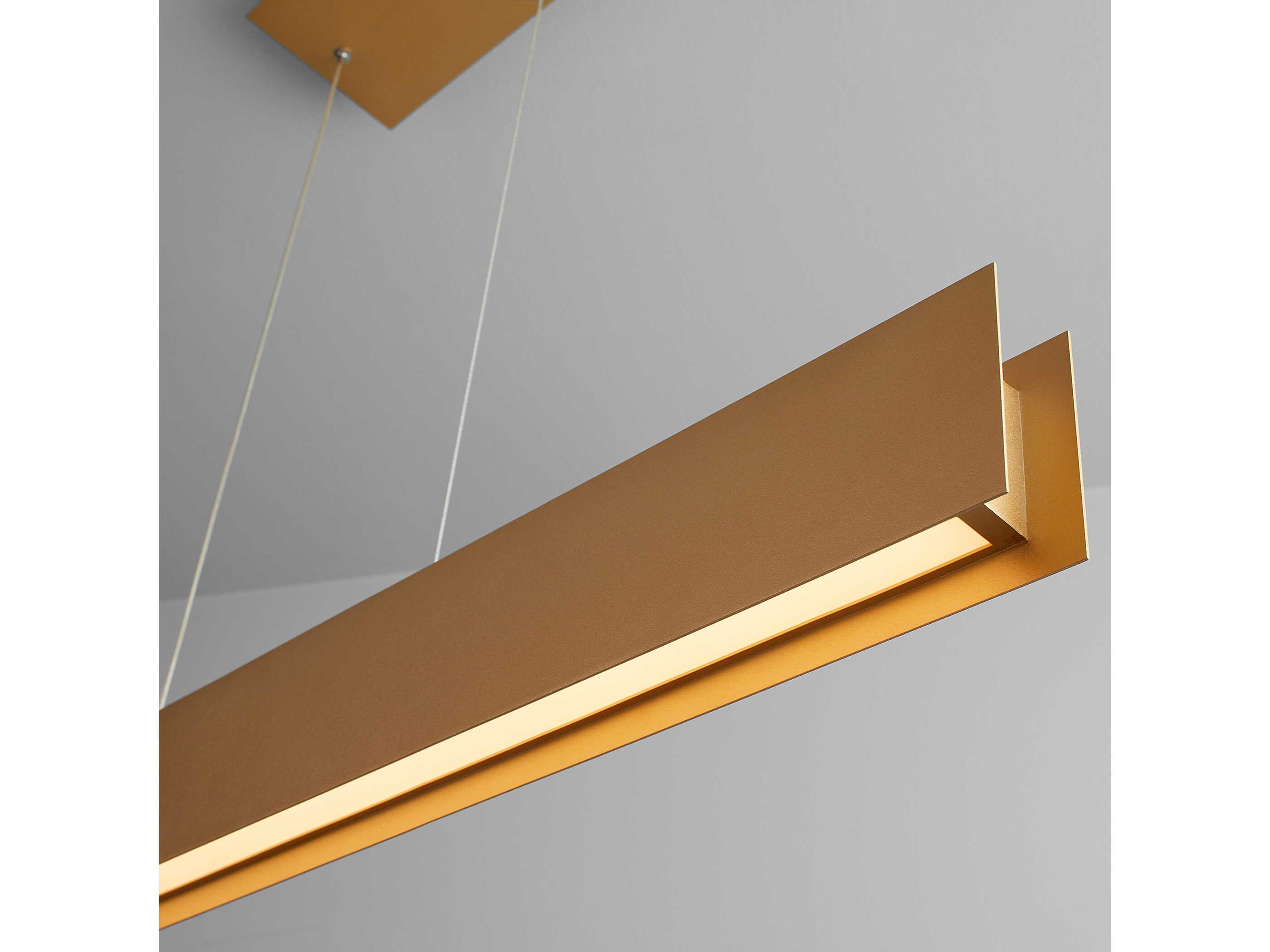 Oxygen by Quorum Brio 1-Light Powdered Gold Linear Island Pendant