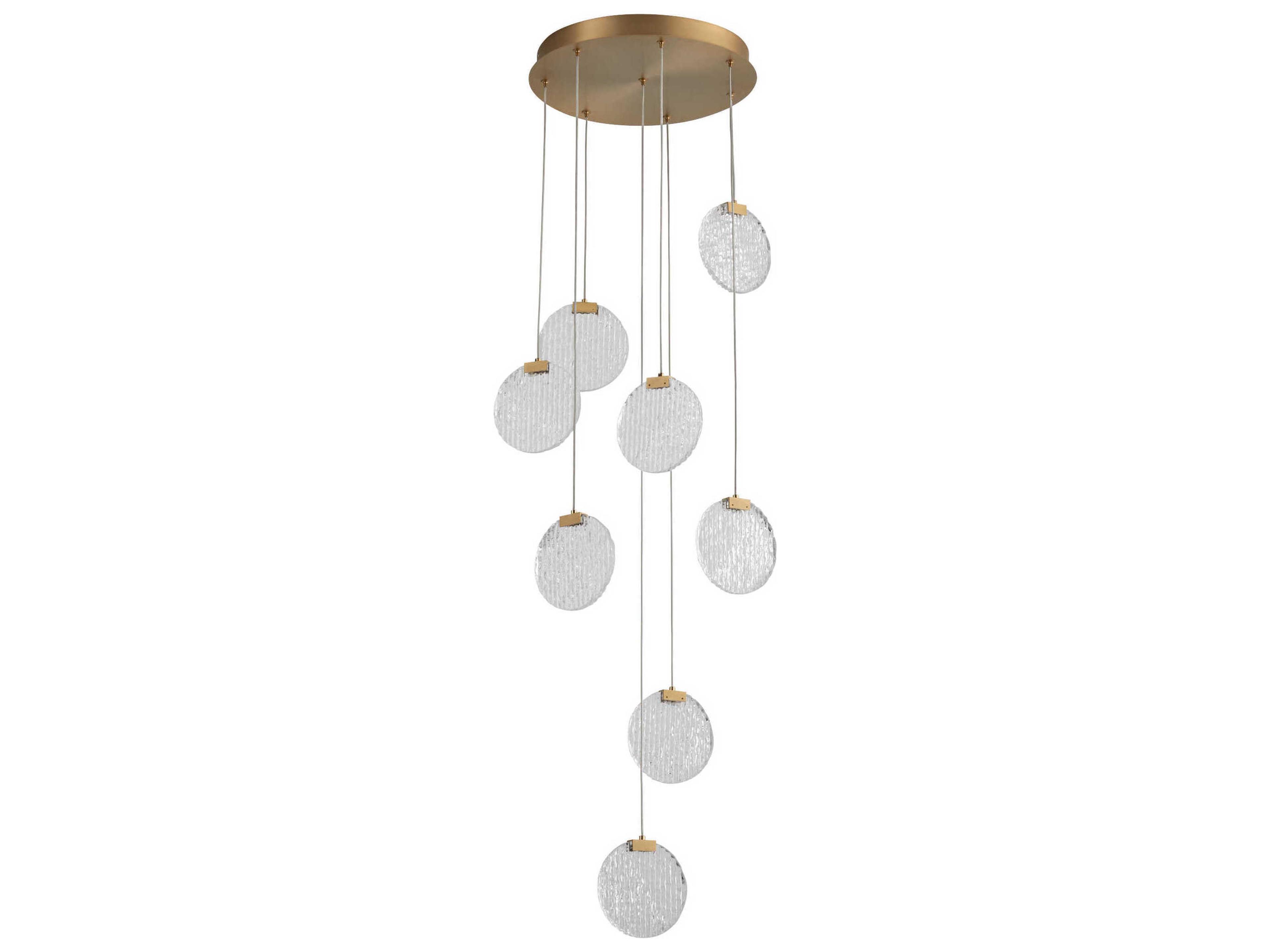 Axiom 8-Light Aged Brass Round Pendant