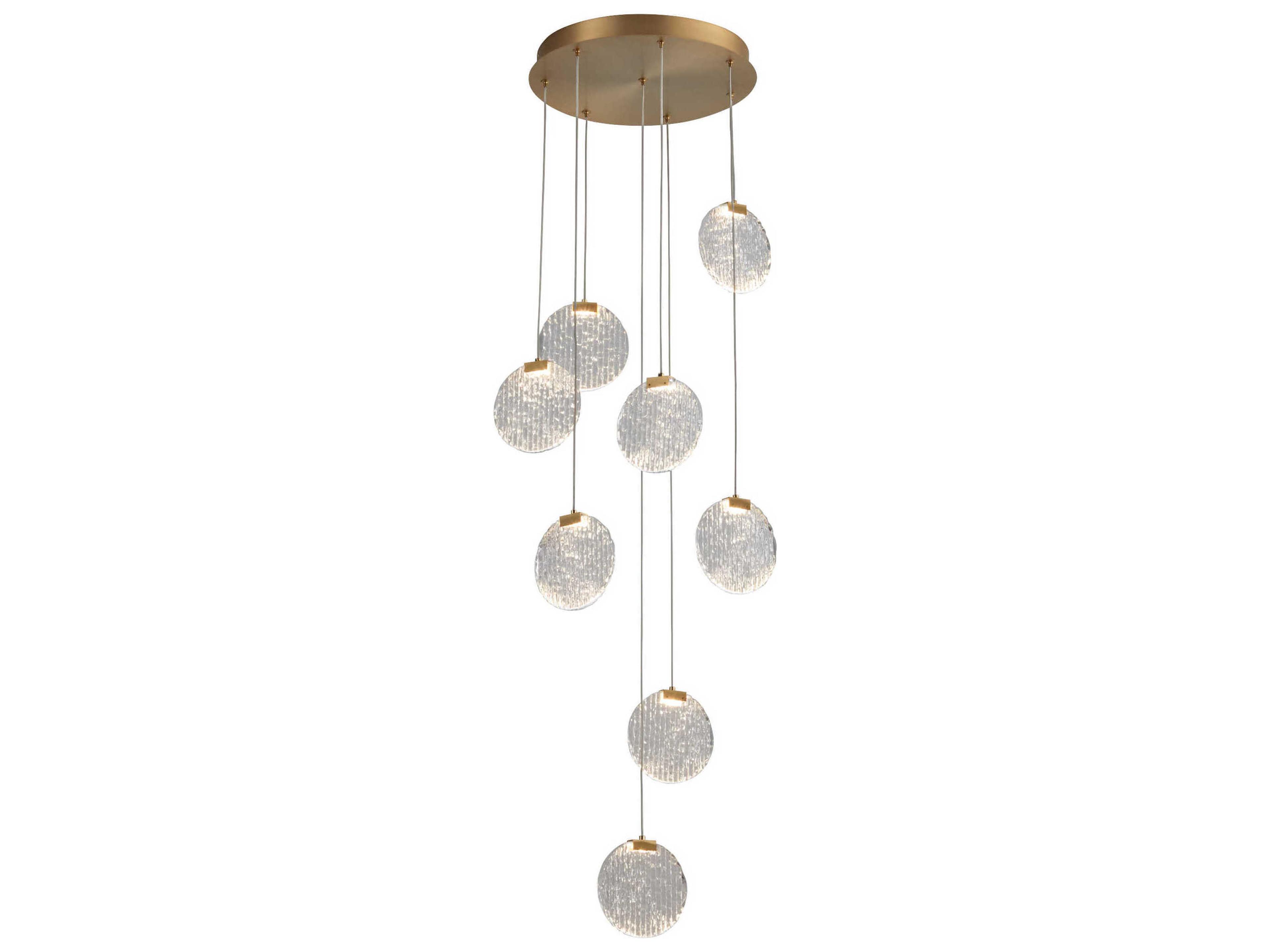 Oxygen by Quorum Axiom 8-Light Aged Brass Round Pendant