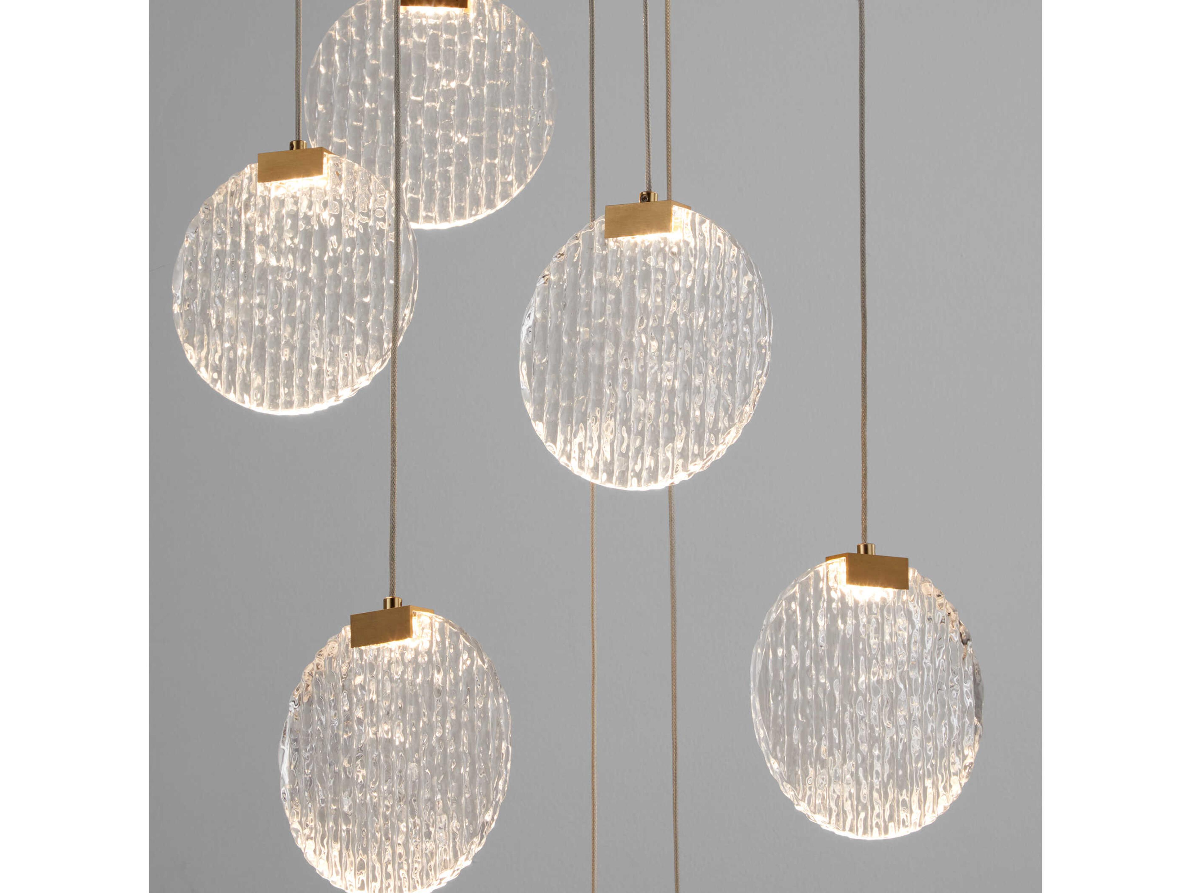 Oxygen by Quorum Axiom 8-Light Aged Brass Round Pendant
