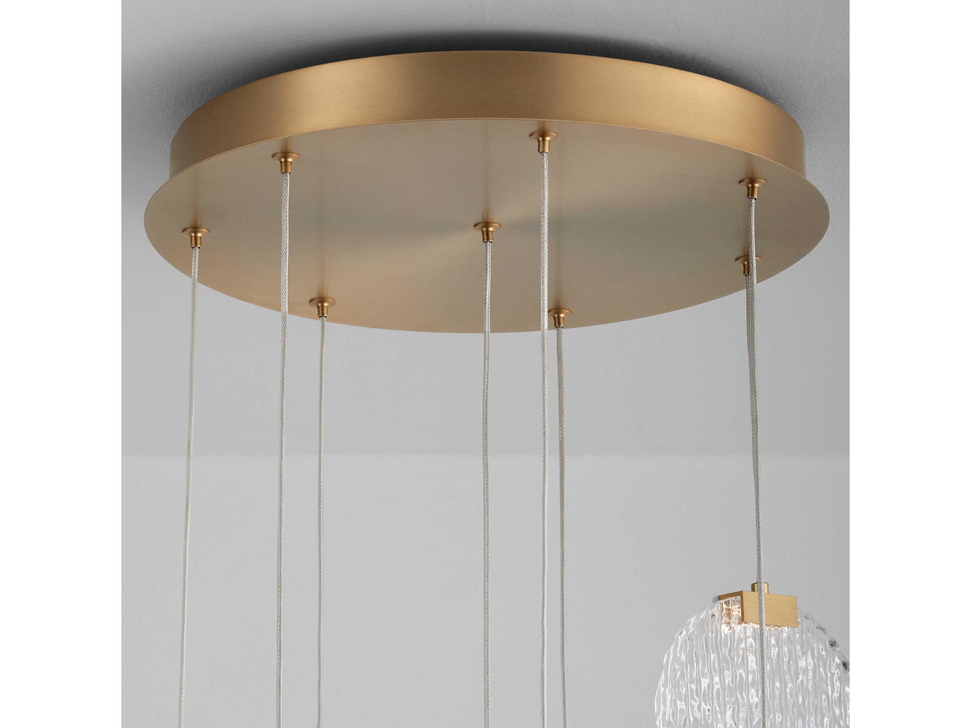 Oxygen by Quorum Axiom 8-Light Aged Brass Round Pendant