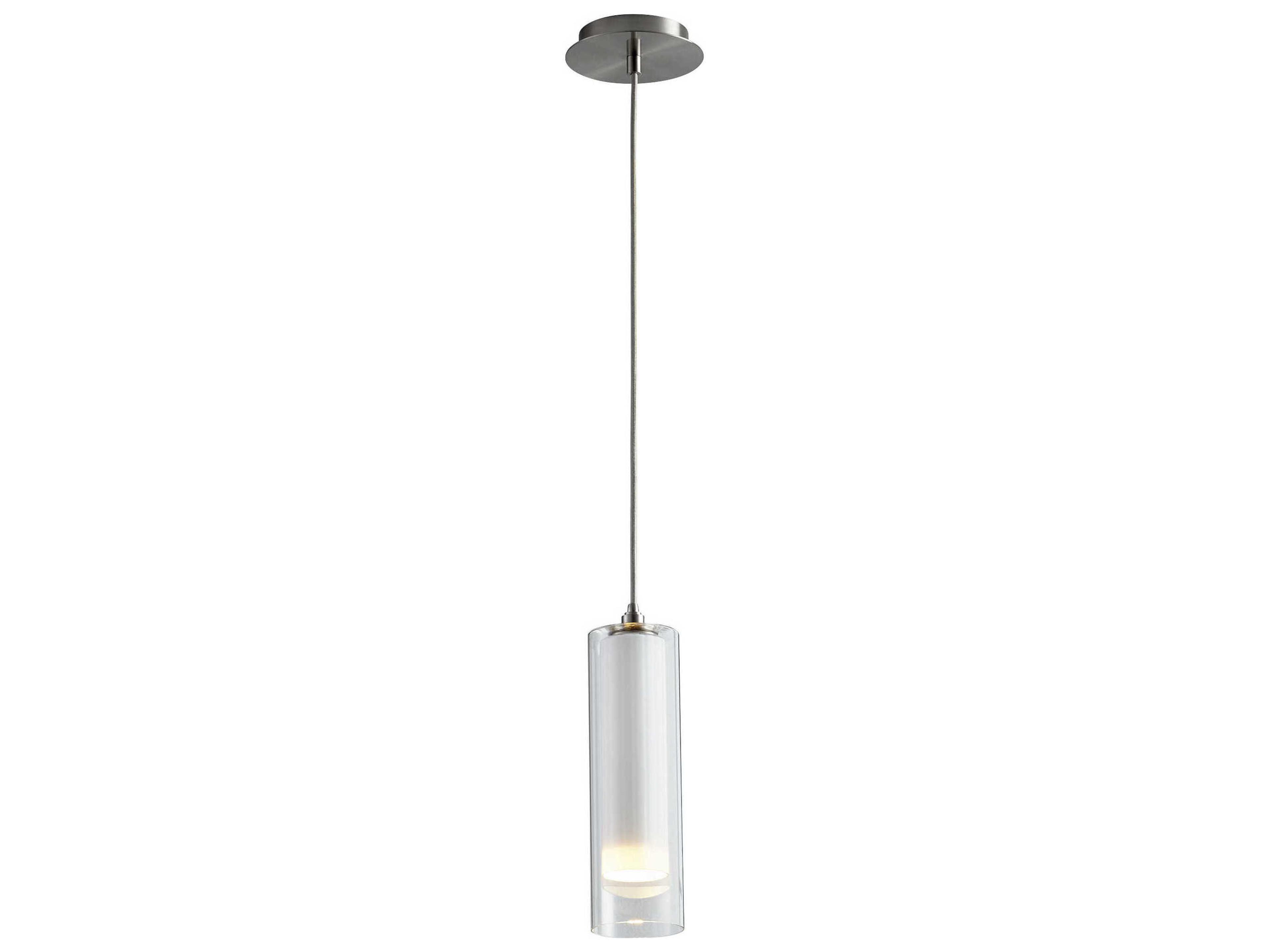 Oxygen by Quorum Gratis 1-Light Satin Nickel Opal Cylinder Mini Pendant