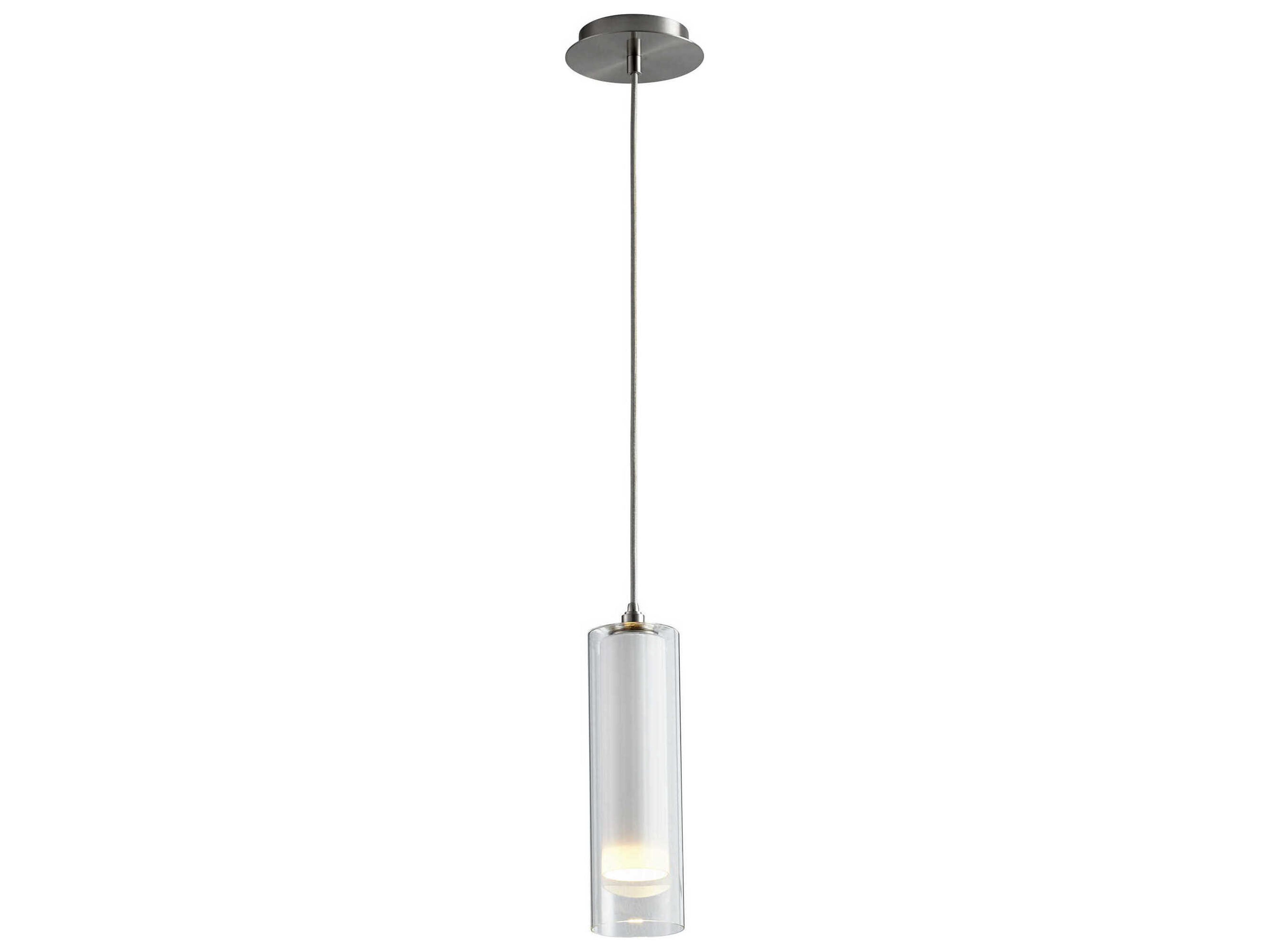 Oxygen by Quorum Gratis 1-Light Satin Nickel Opal Cylinder Mini Pendant