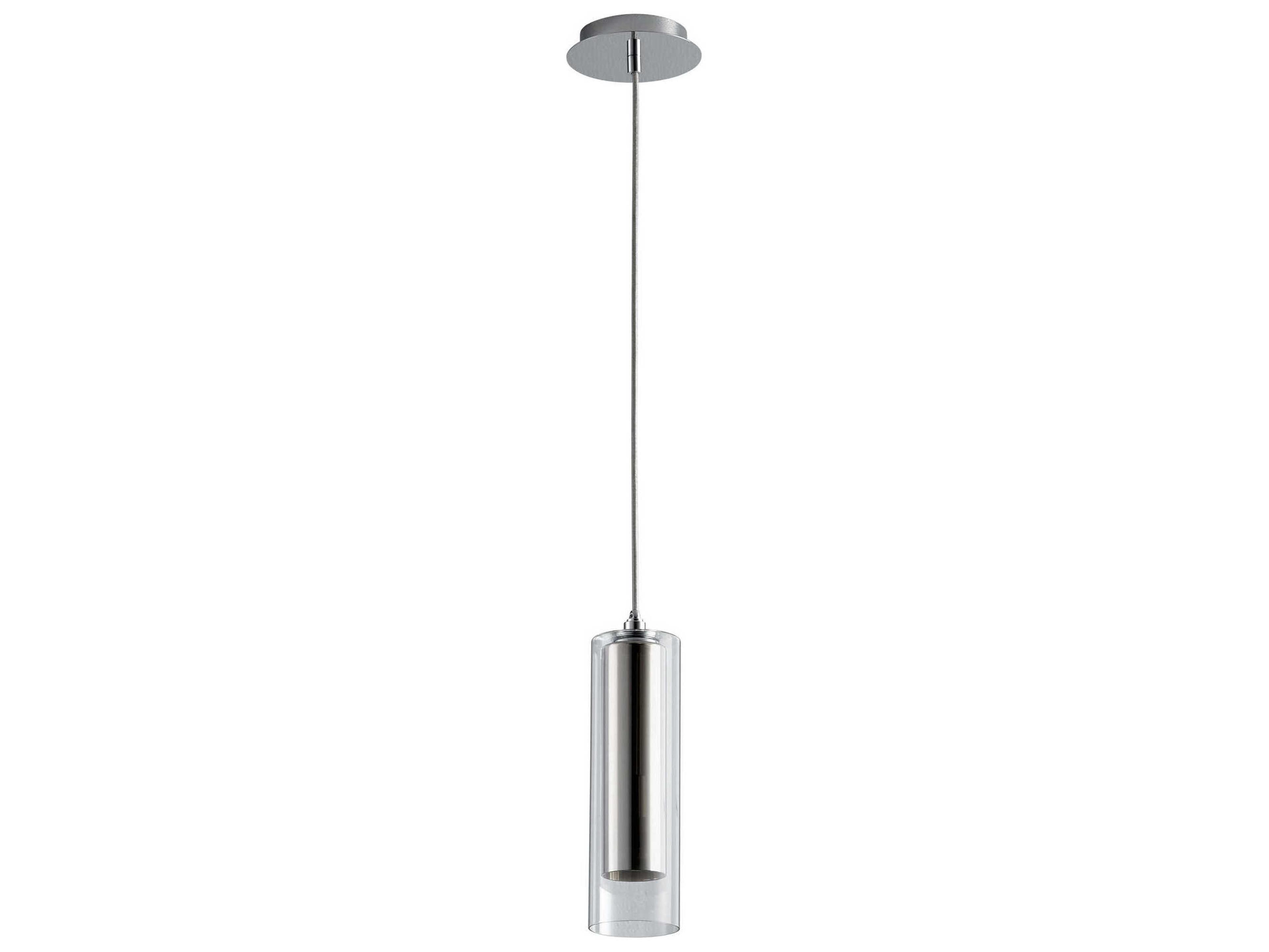 Gratis 1-Light Polished Chrome Mirror Glass Cylinder Mini Pendant