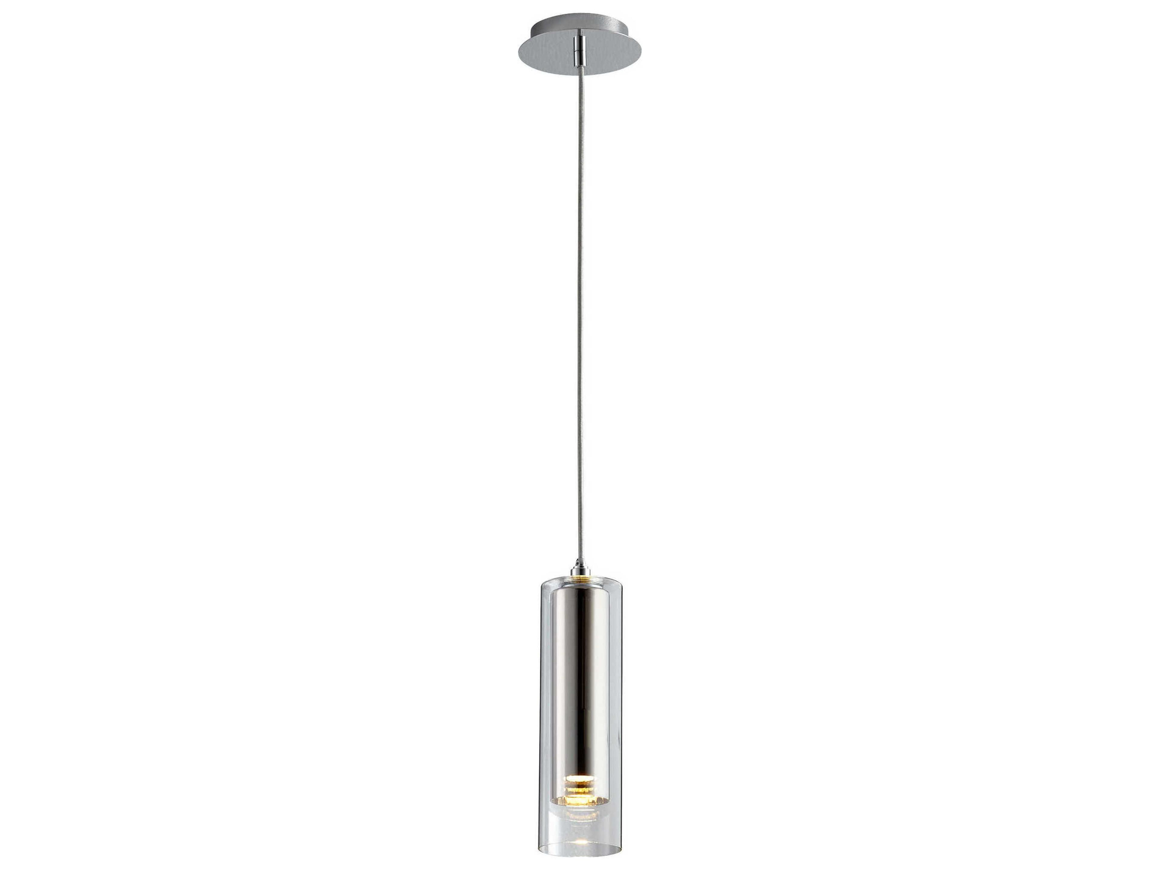 Oxygen by Quorum Gratis 1-Light Polished Chrome Mirror Glass Cylinder Mini Pendant