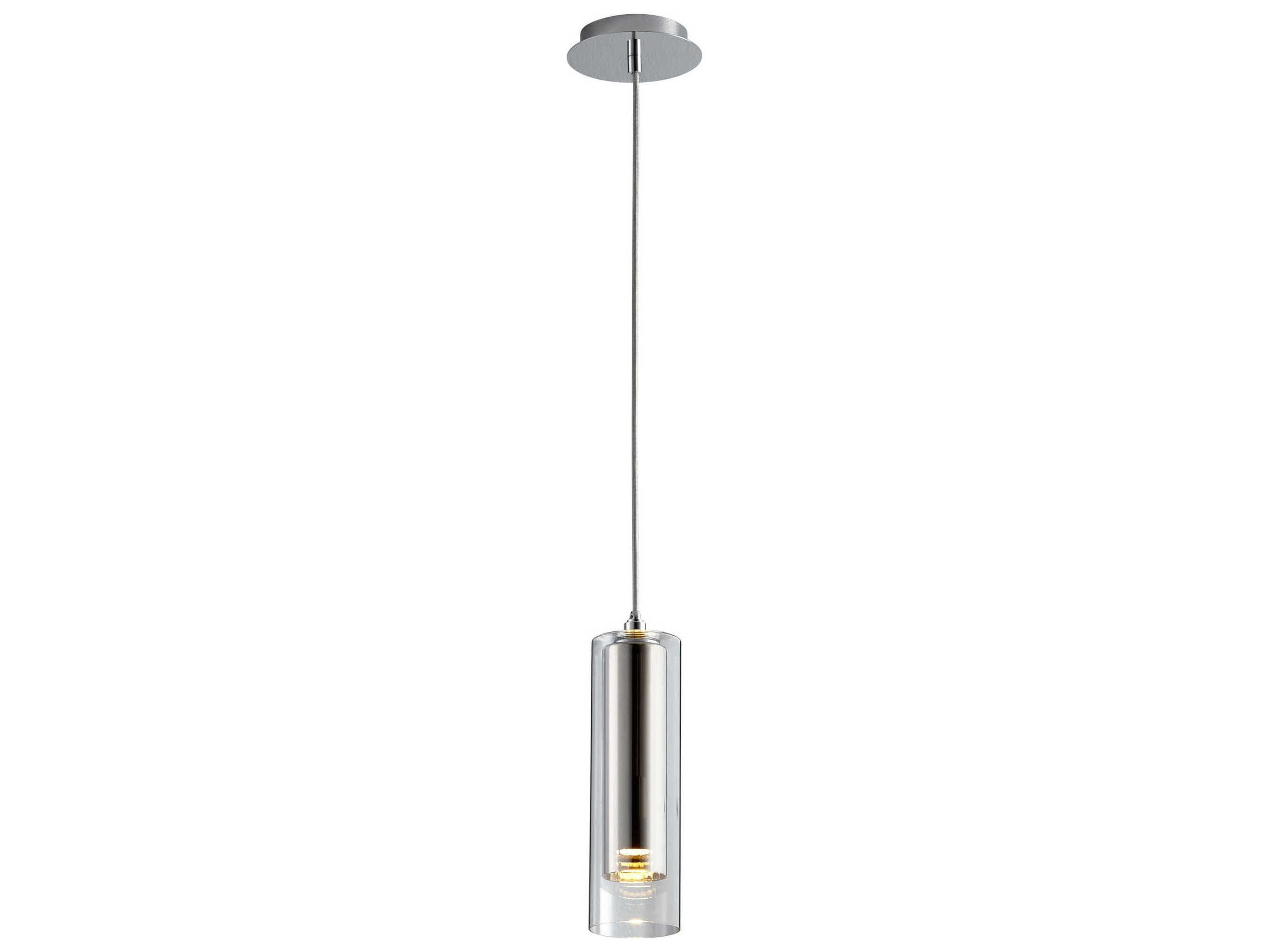Oxygen by Quorum Gratis 1-Light Polished Chrome Mirror Glass Cylinder Mini Pendant