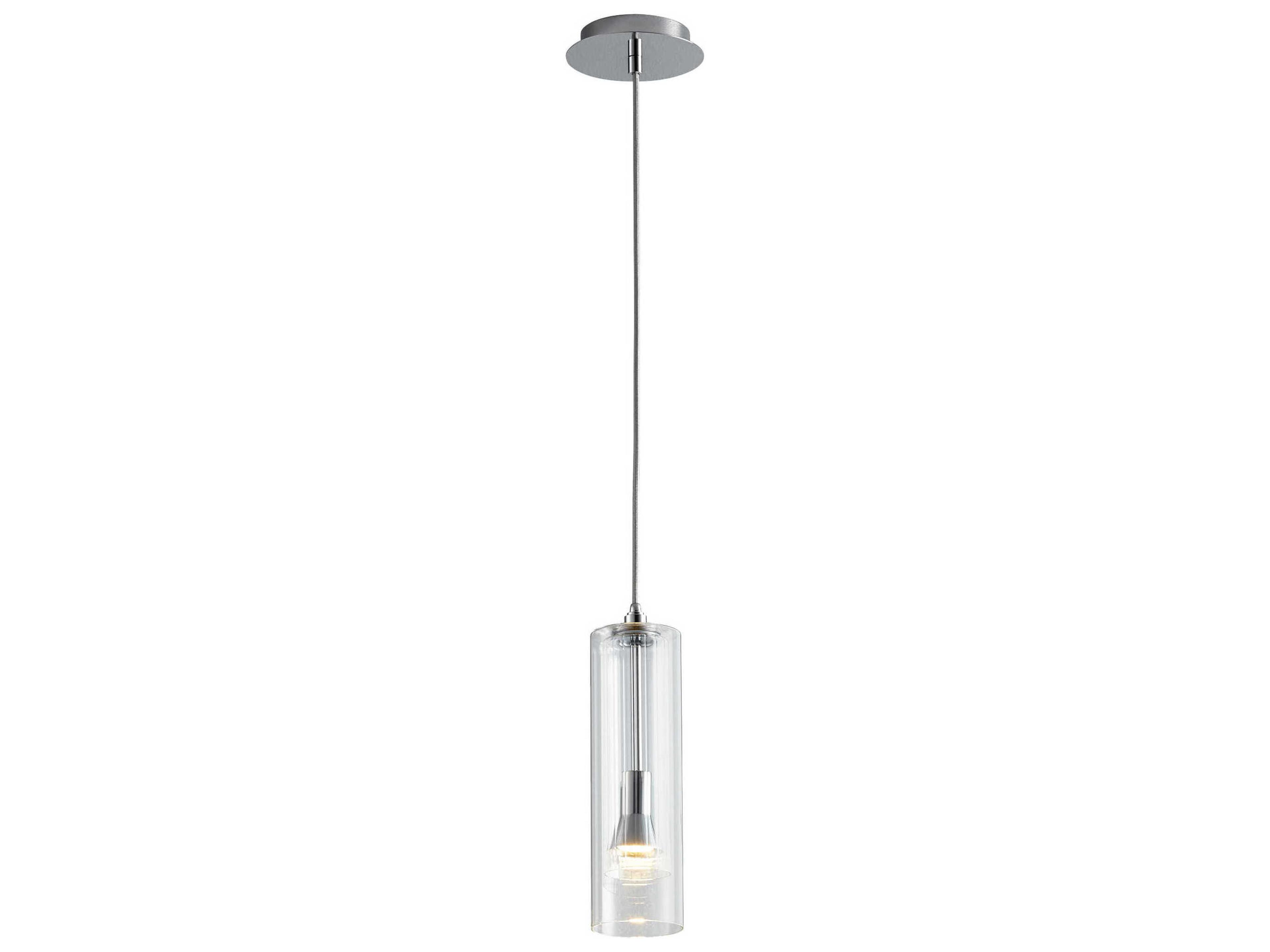 Oxygen by Quorum Gratis 1-Light Polished Chrome Clear Cylinder Mini Pendant