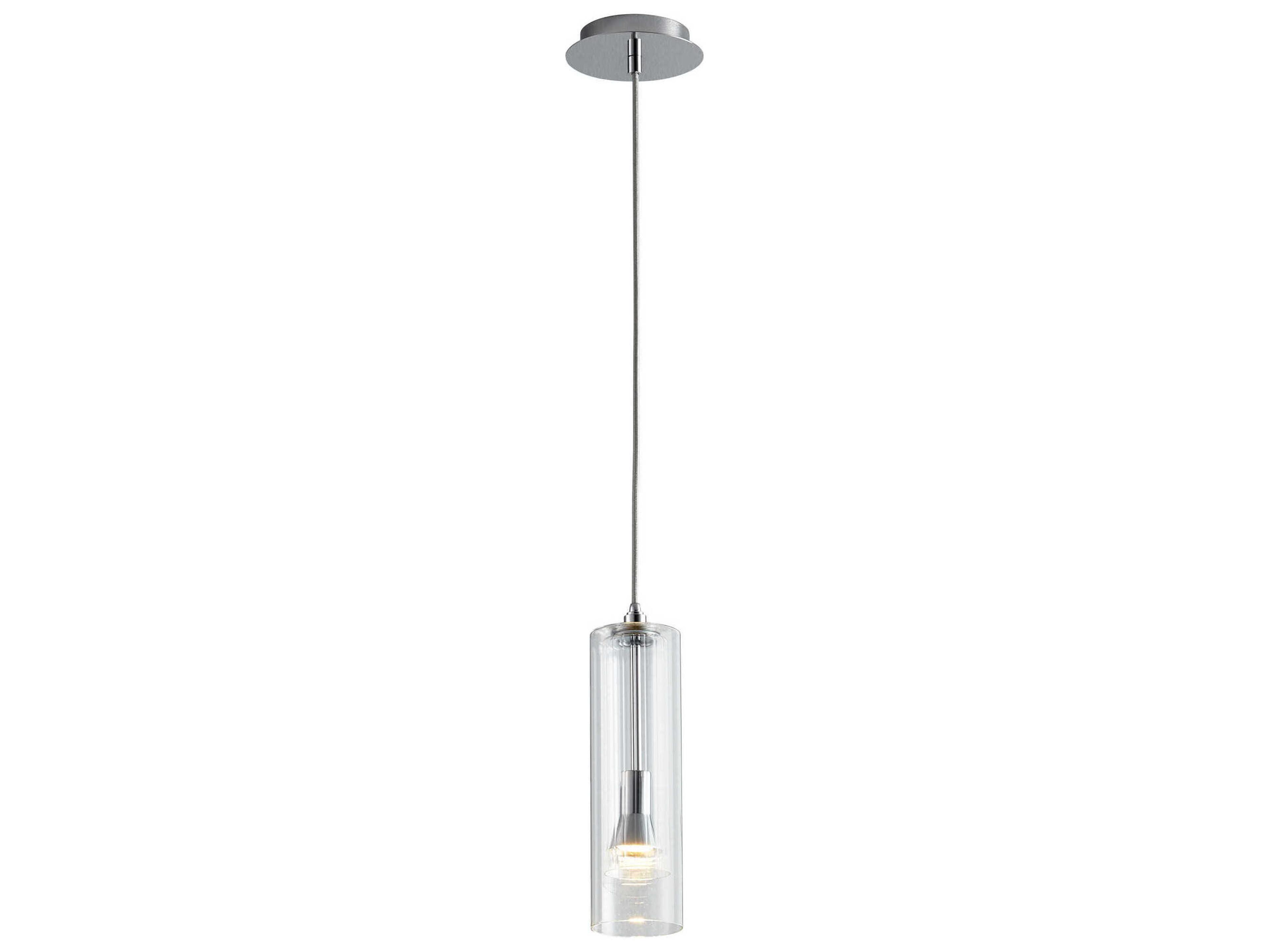 Oxygen by Quorum Gratis 1-Light Polished Chrome Clear Cylinder Mini Pendant
