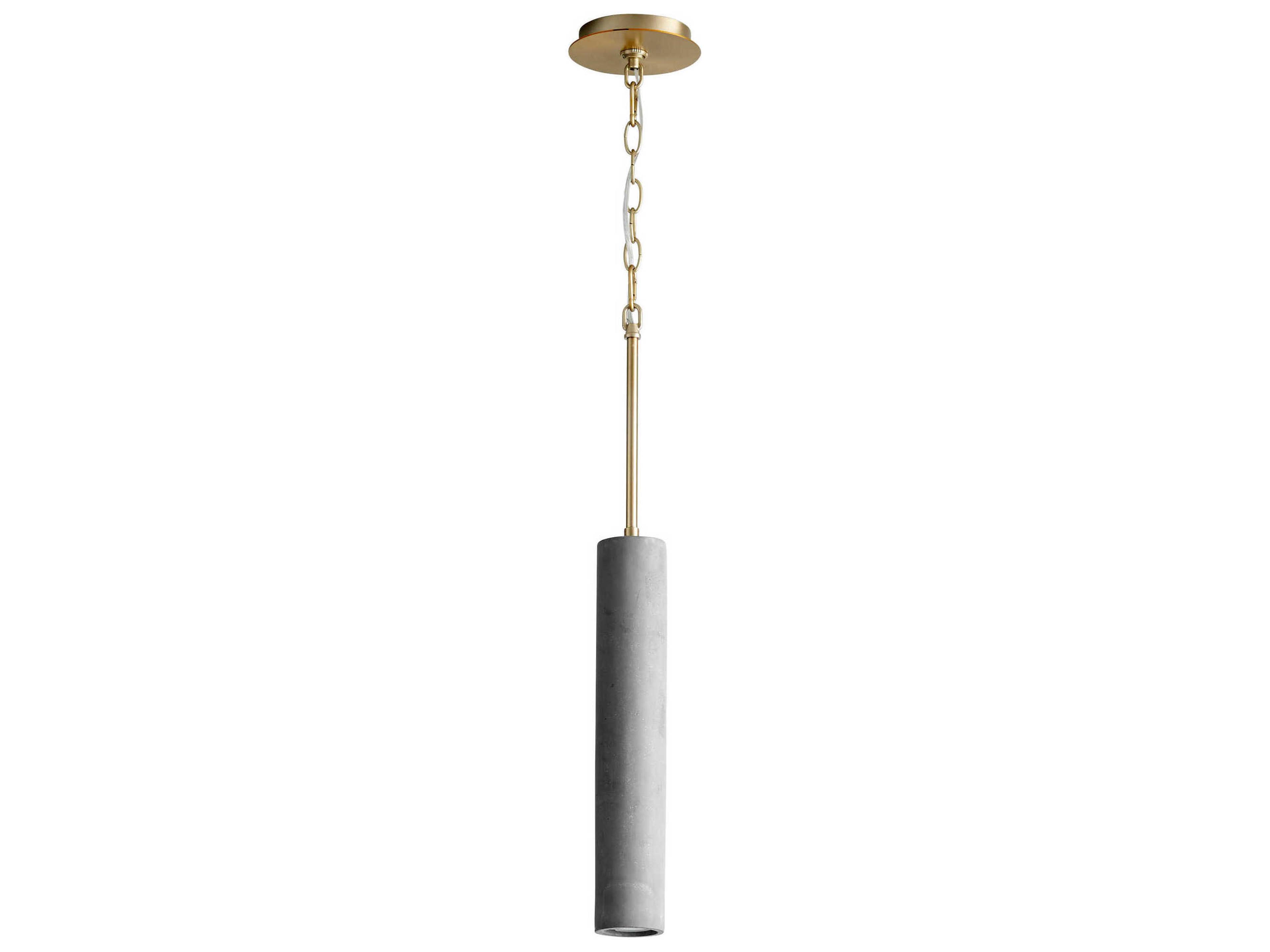 Totem 1-Light Aged Brass Dark Gray Cylinder Mini Pendant