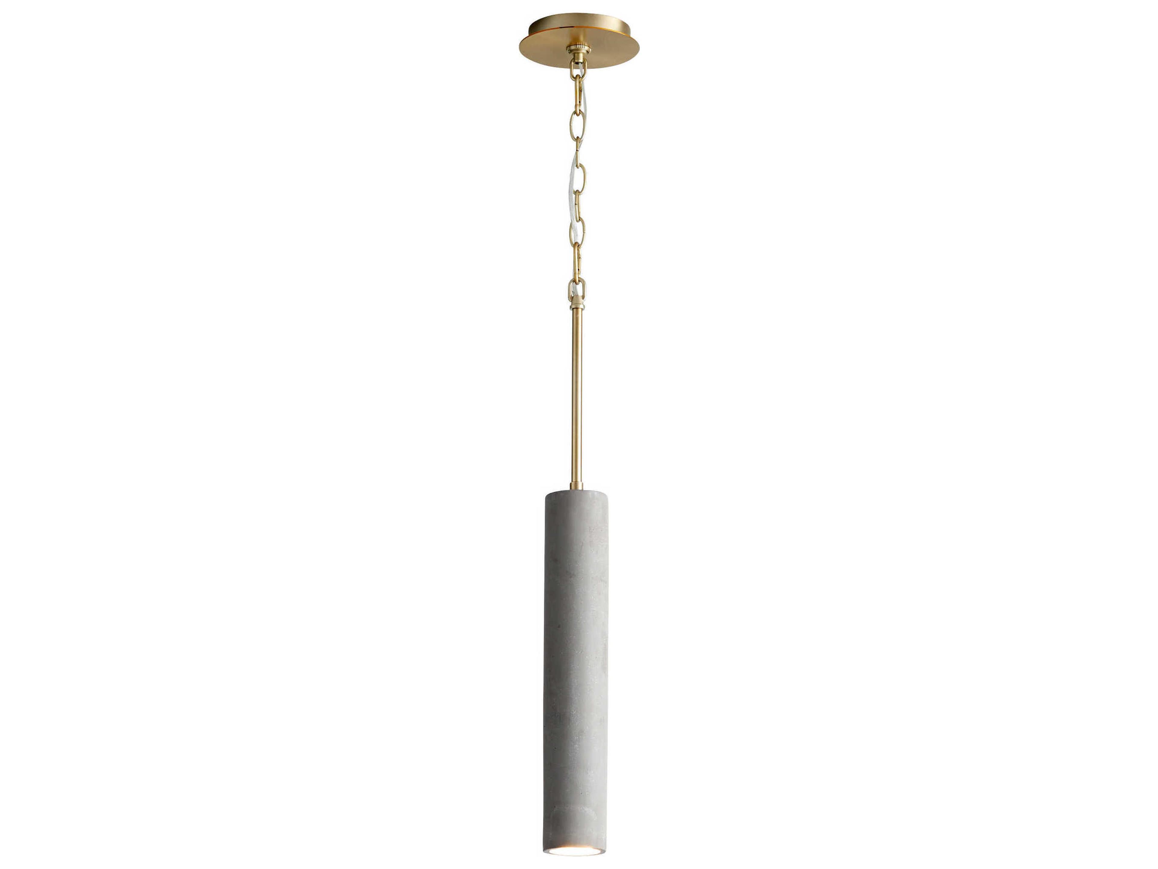 Oxygen by Quorum Totem 1-Light Aged Brass Dark Gray Cylinder Mini Pendant
