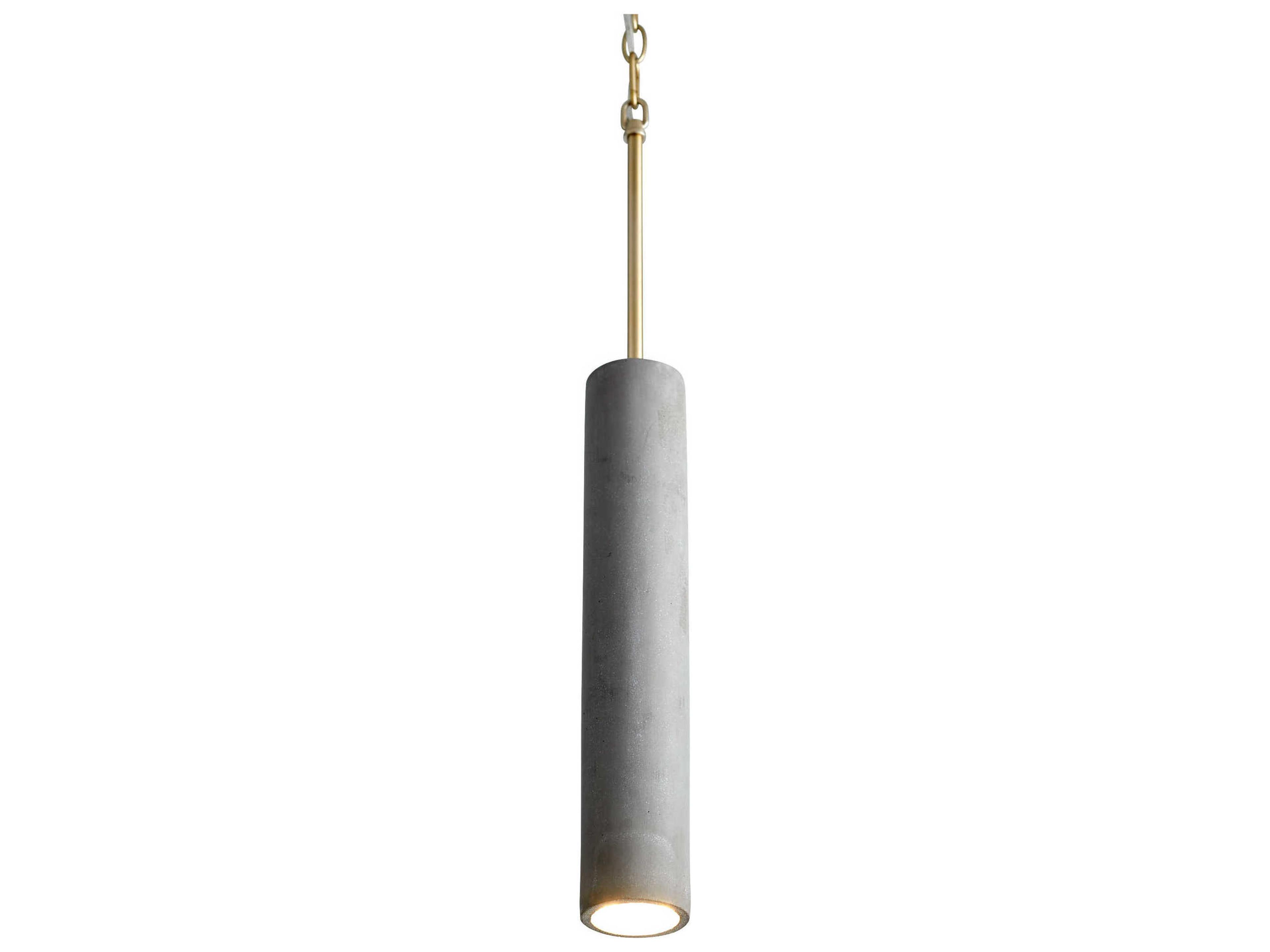 Oxygen by Quorum Totem 1-Light Aged Brass Dark Gray Cylinder Mini Pendant