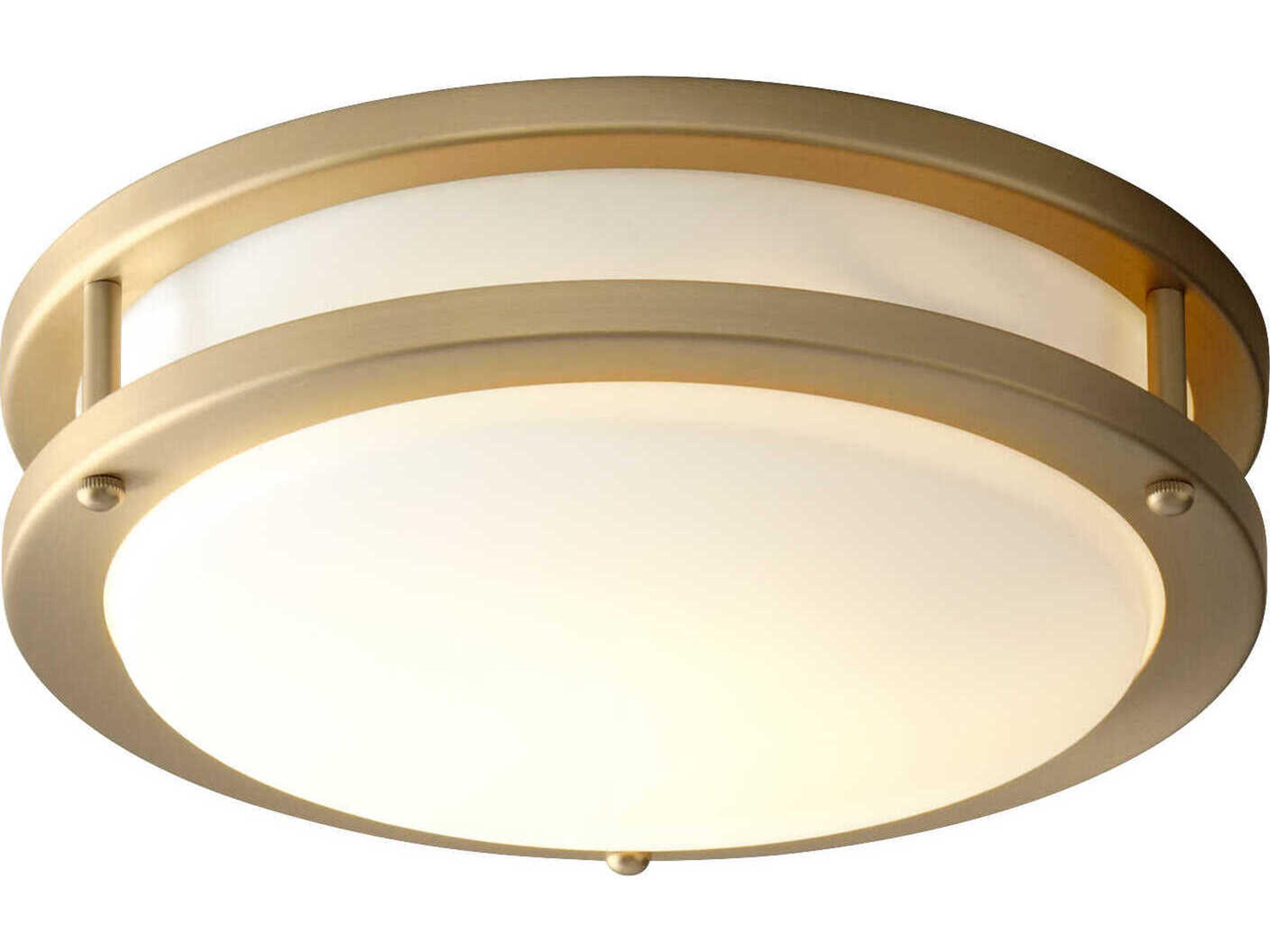 Oxygen by Quorum Oracle 1-Light Aged Brass Round Flush Mount