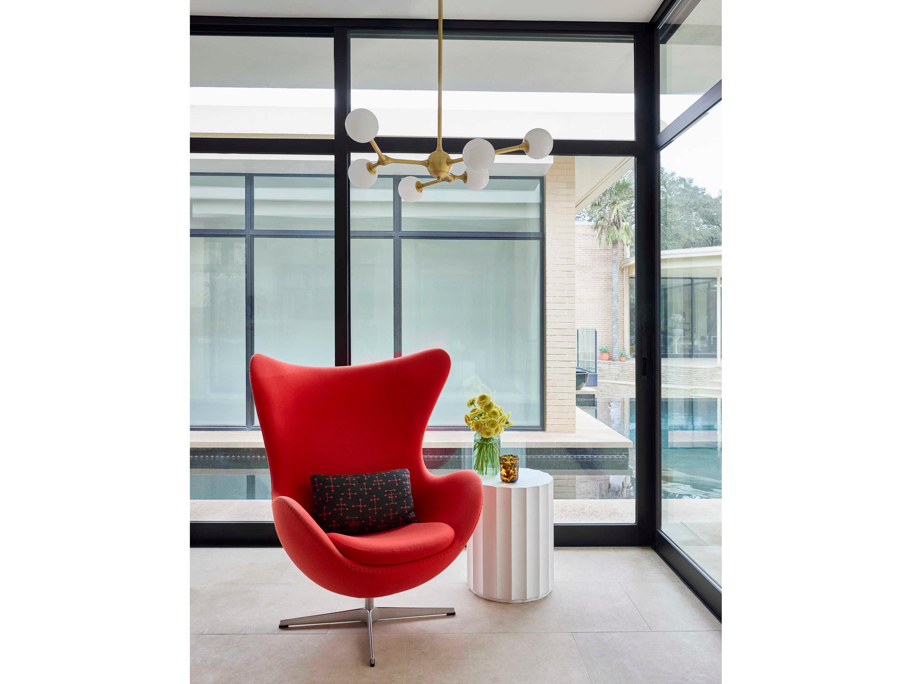 Oxygen by Quorum Orbe 6-Light Brushed Brass Globe Sputnik Chandelier