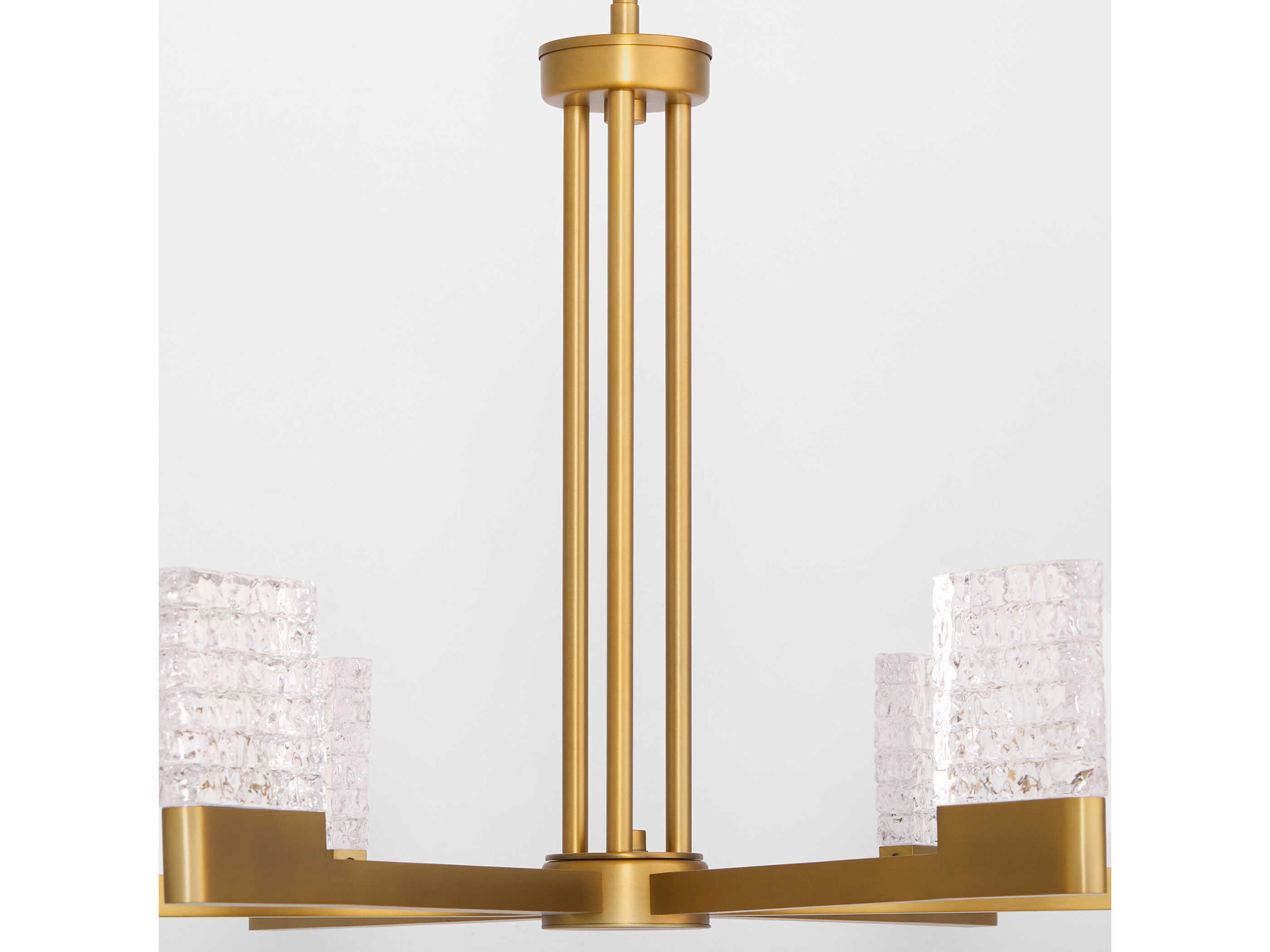Oxygen by Quorum Gamma 6-Light Brushed Brass Geometric Linear Chandelier