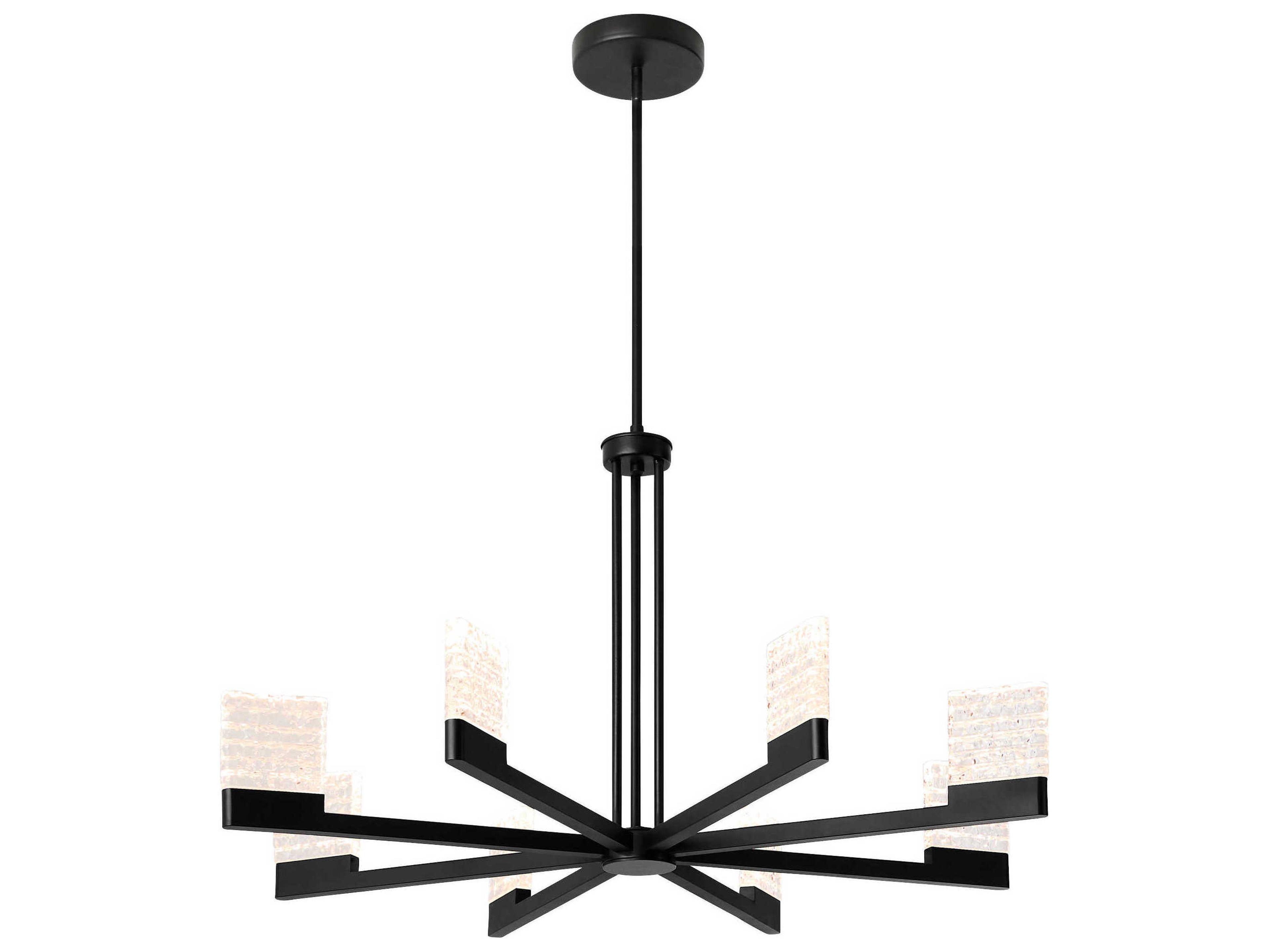 Oxygen by Quorum Gamma 8-Light Black Geometric Linear Chandelier