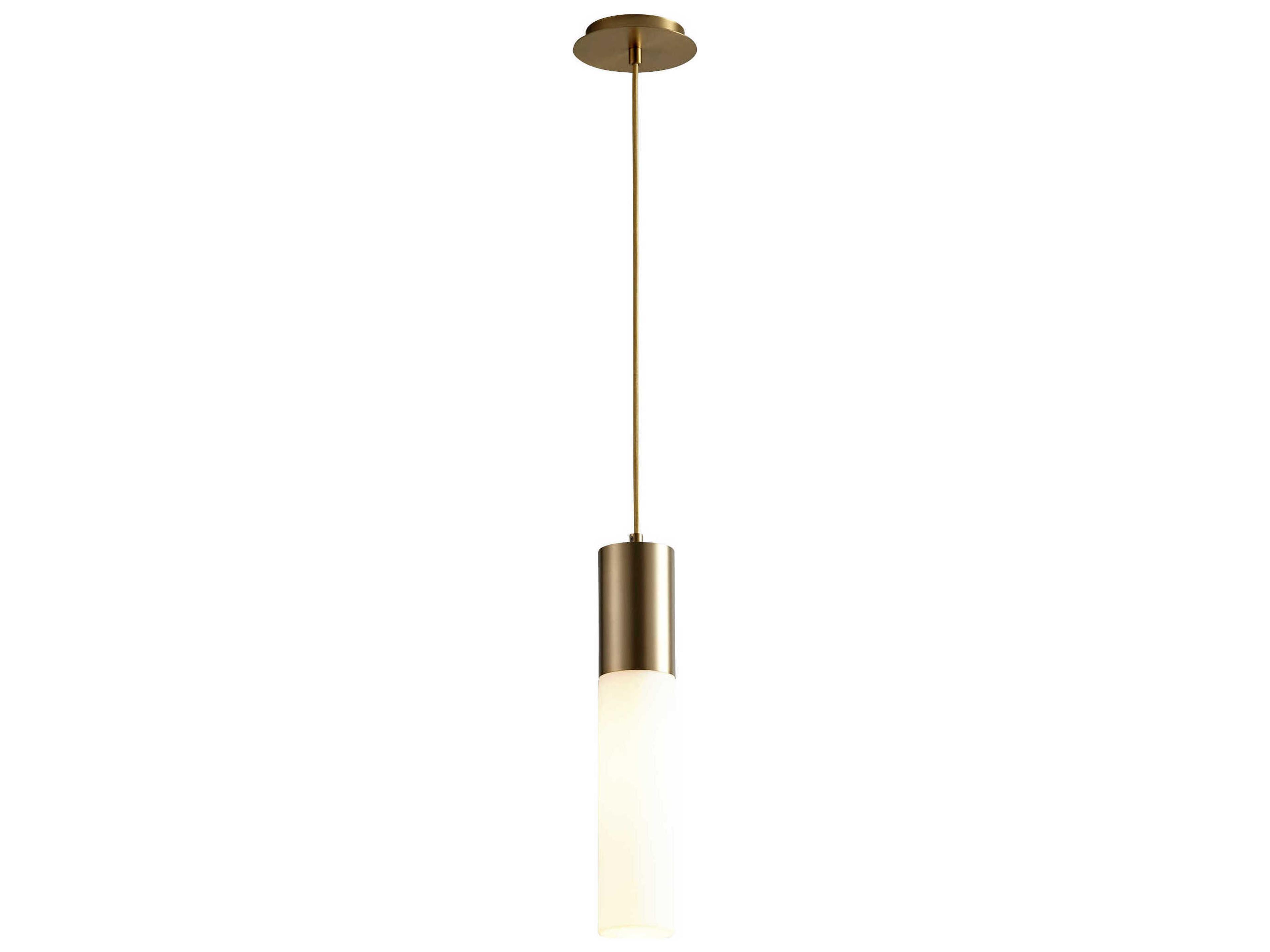 Oxygen by Quorum Magnum 1-Light Aged Brass Cylinder Mini Pendant