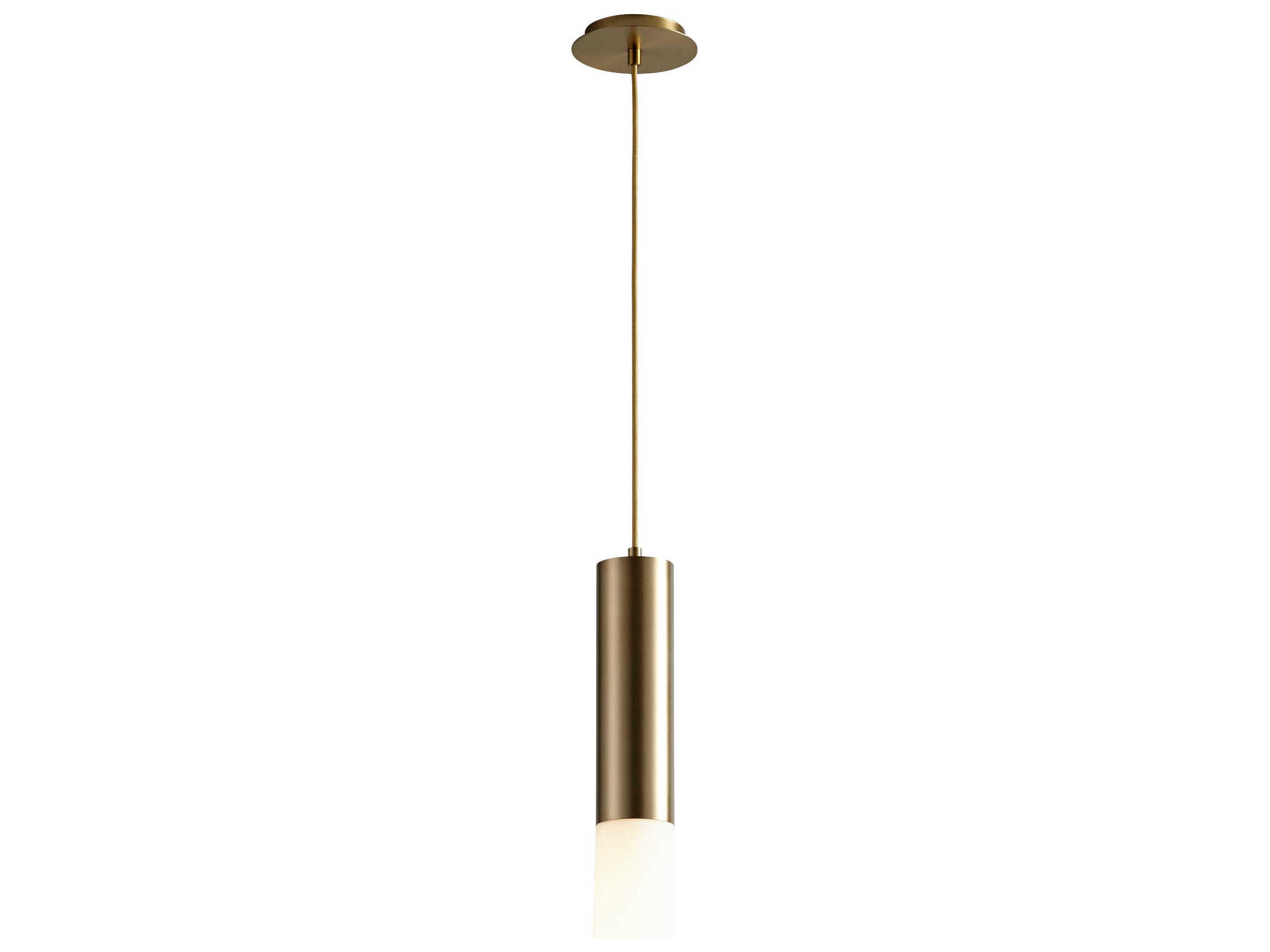 Oxygen by Quorum Opus 1-Light Aged Brass Cylinder Mini Pendant