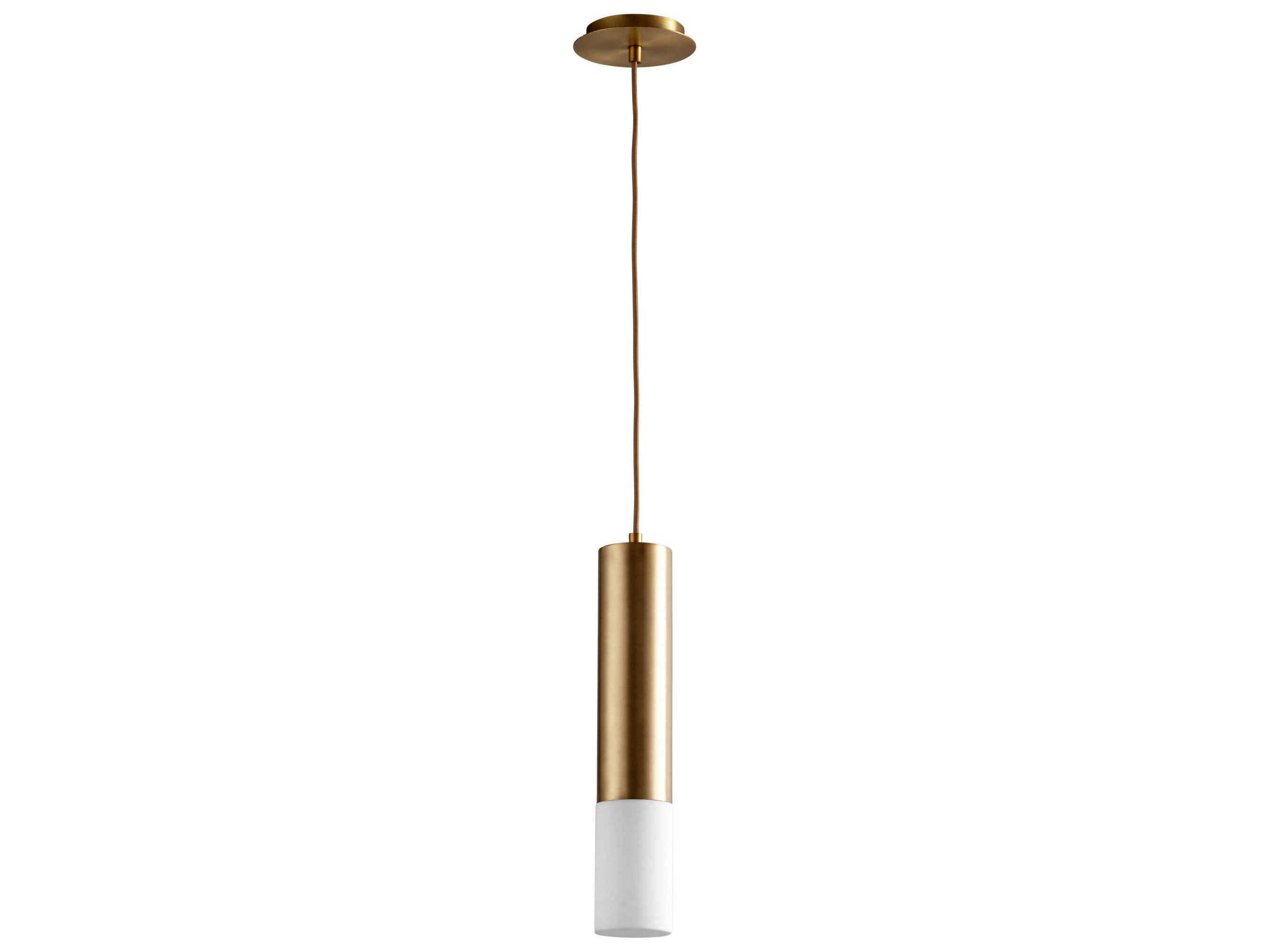Opus 1-Light Aged Brass Cylinder Mini Pendant