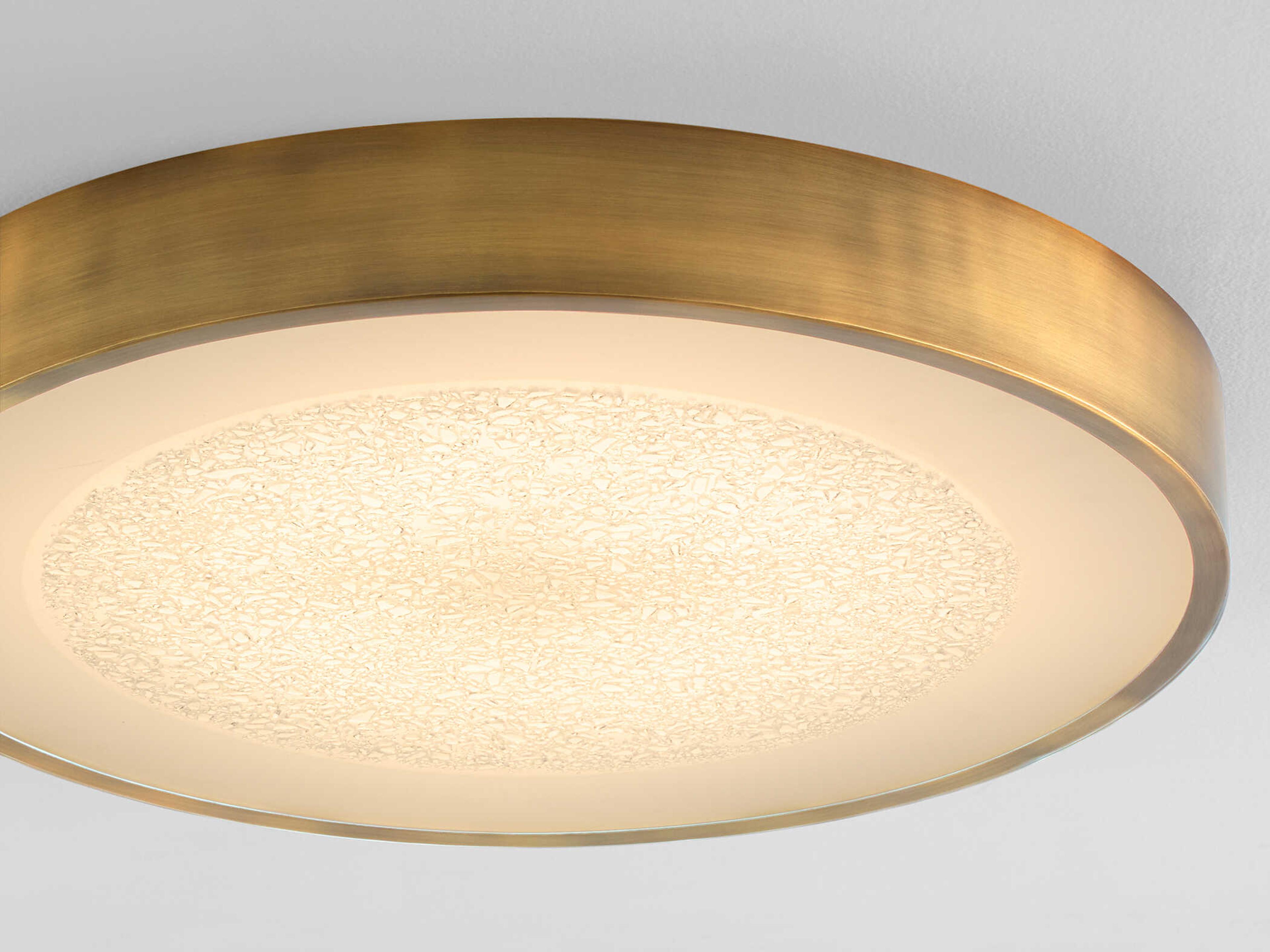 Oxygen by Quorum Floe Brushed Brass Round Flush Mount
