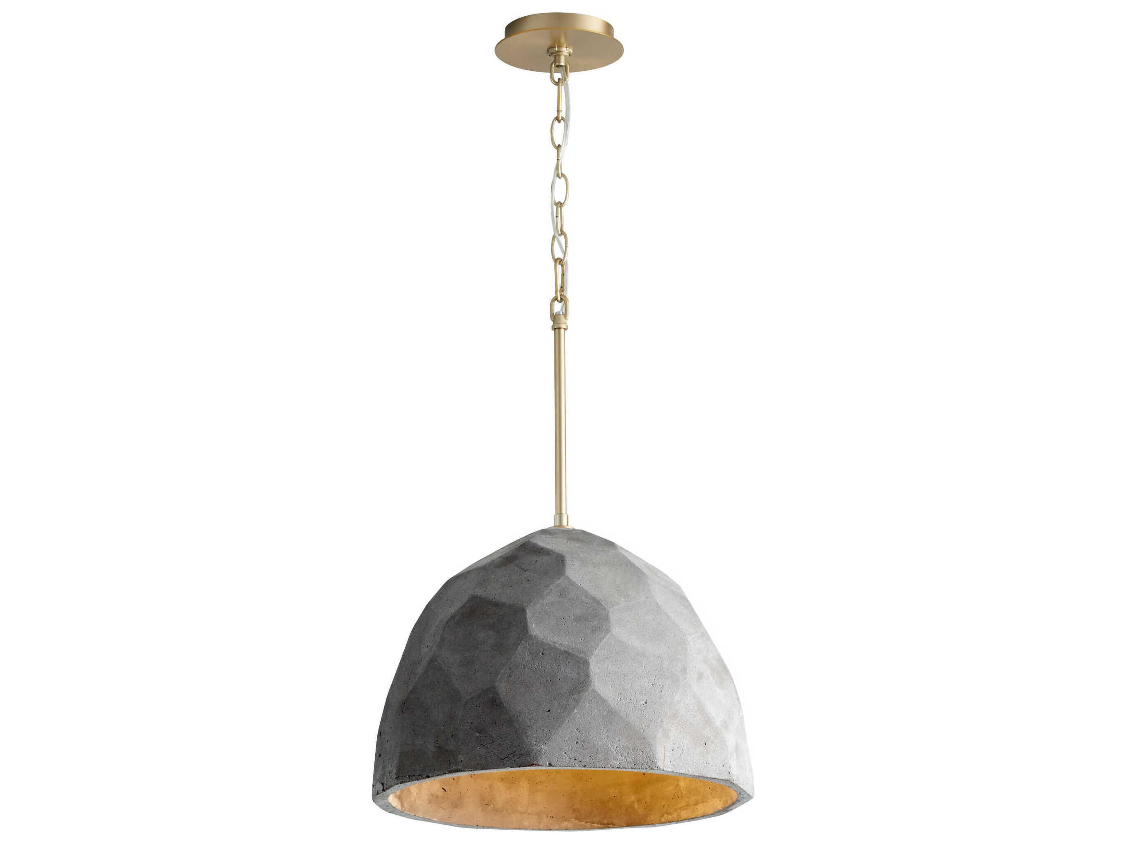 Oxygen by Quorum Maria 1-Light Aged Brass Dark Gray Pendant