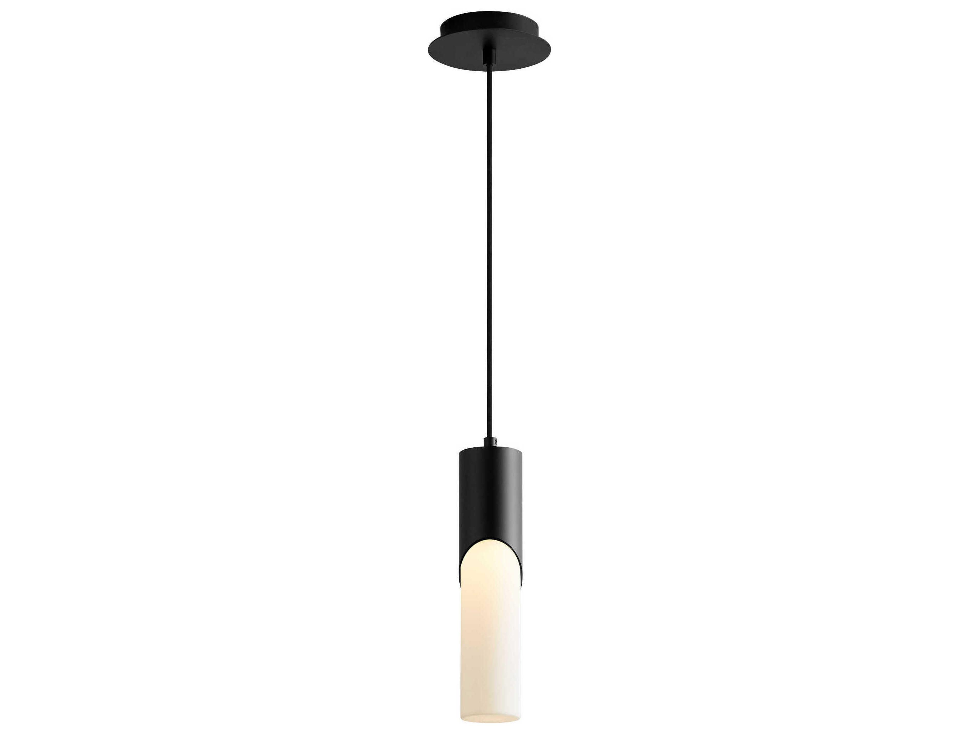 Oxygen by Quorum Ellipse 1-Light Black Cylinder Mini Pendant